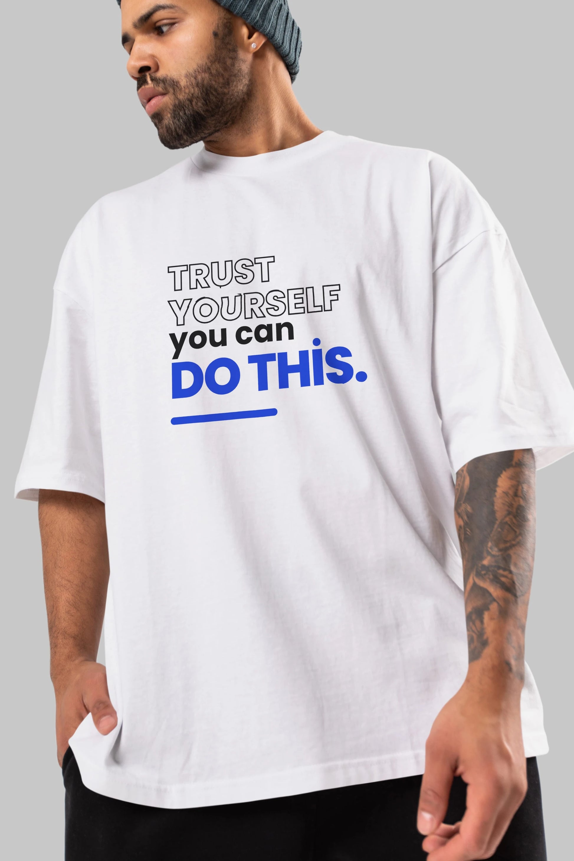 Trust Yourself Yazılı Ön Baskılı Oversize t-shirt Erkek Kadın Unisex