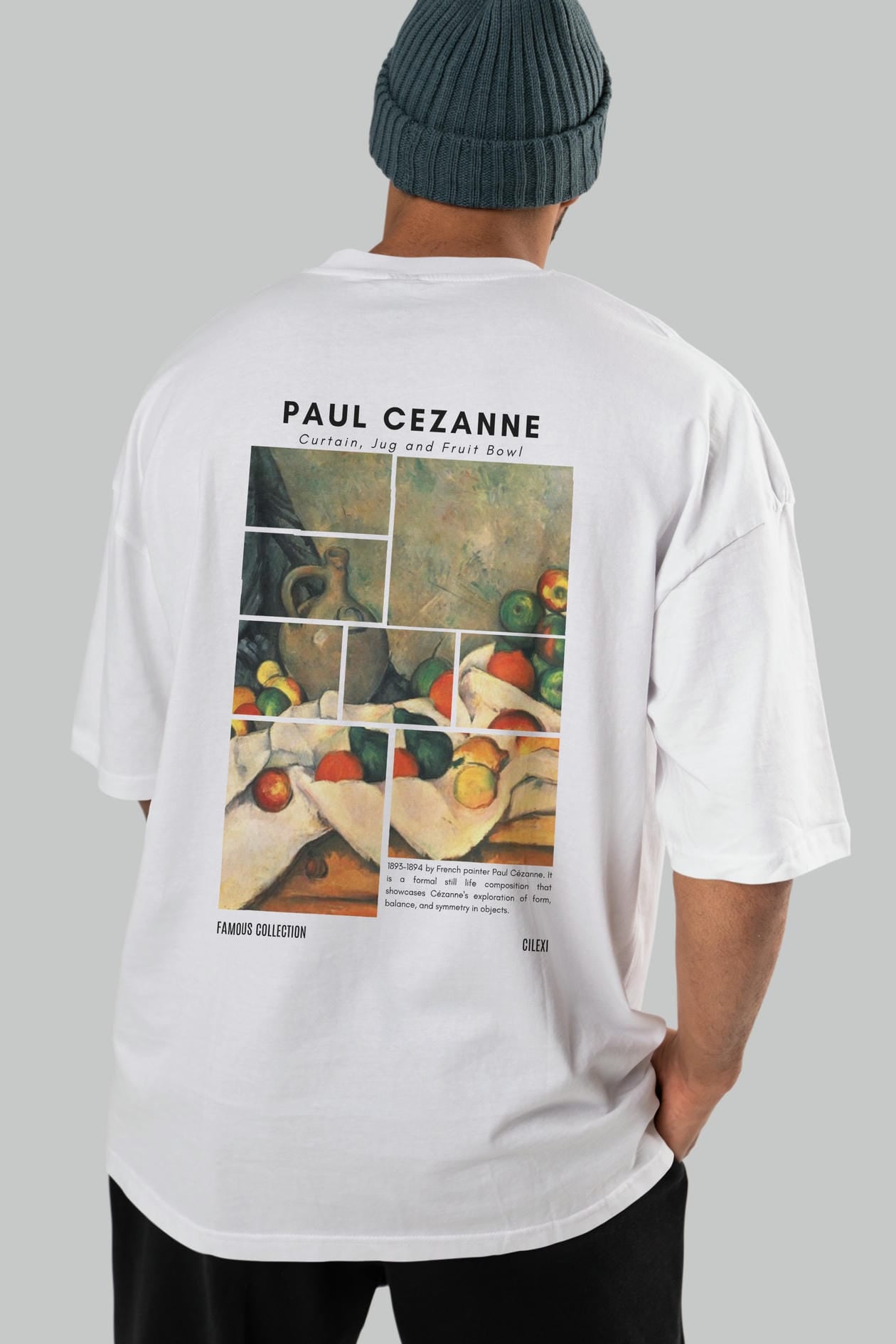 Paul Cezanne Curtain Arka Baskılı Oversize t-shirt Erkek Kadın Bisiklet Yaka Pamuk tişort
