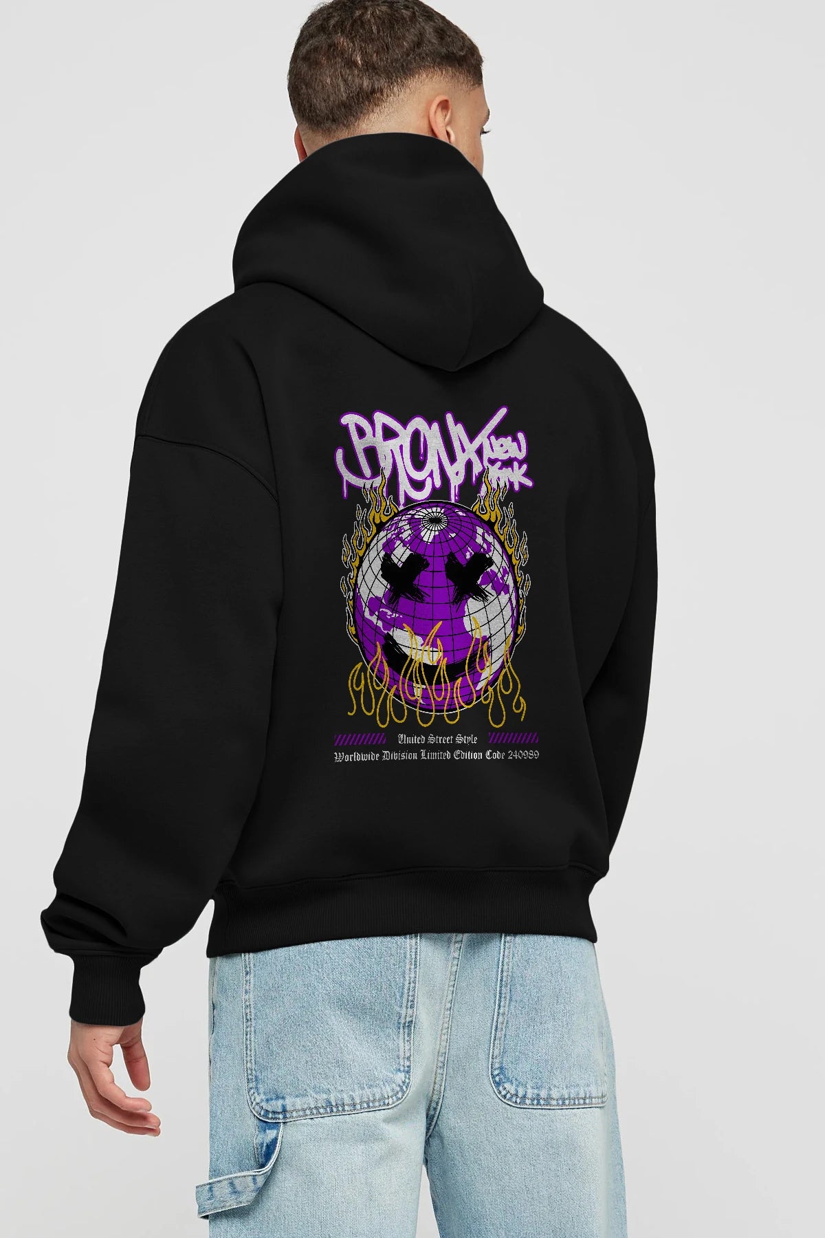 Bronx New York Arka Baskılı Hoodie Oversize Kapüşonlu Sweatshirt Erkek Kadın Unisex