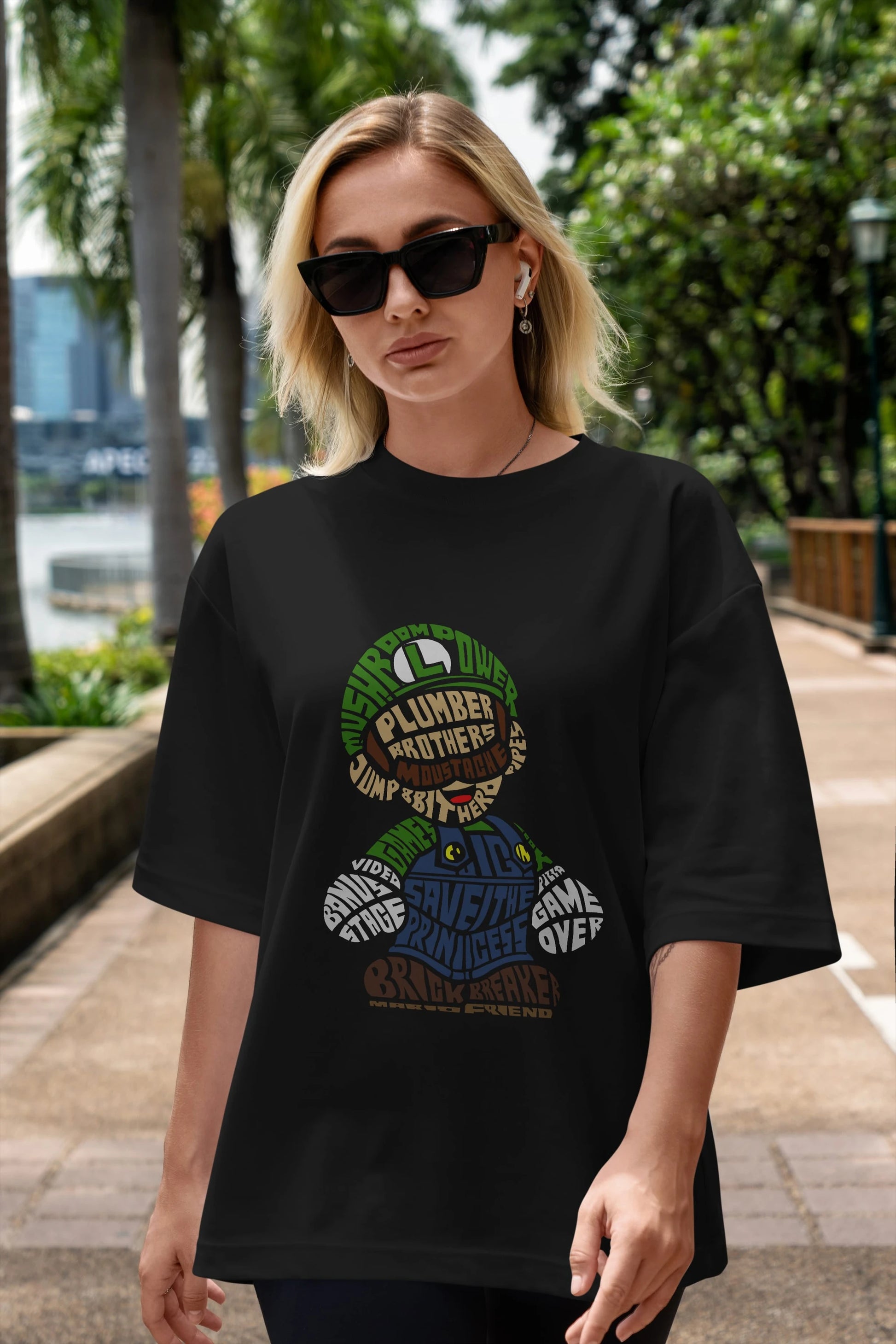 Plumber Brothers Ön Baskılı Oversize t-shirt %100 pamuk Erkek Kadın Unisex