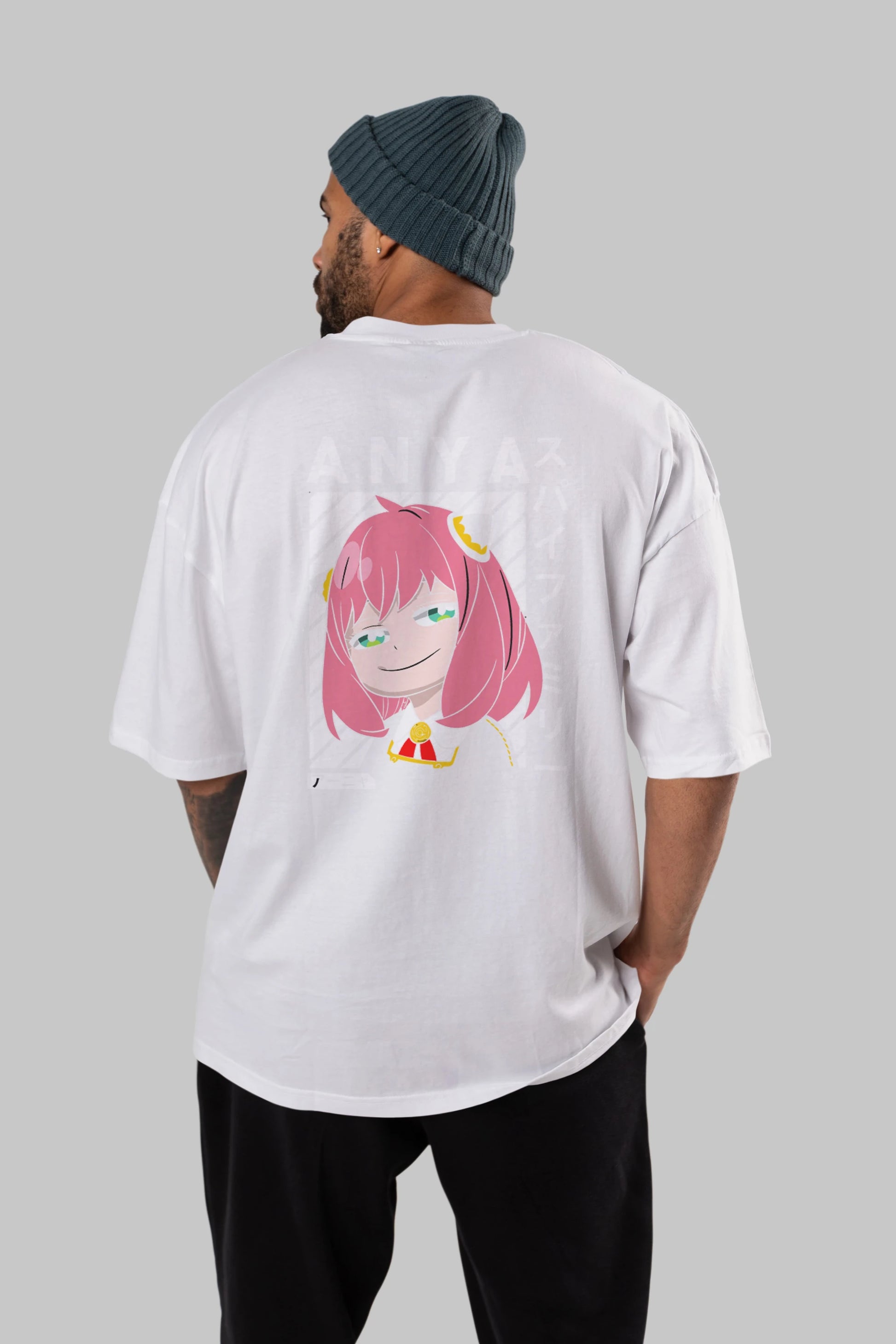 Anya SPYX FAMILY Anime Arka Baskılı Oversize t-shirt Erkek Kadın Unisex