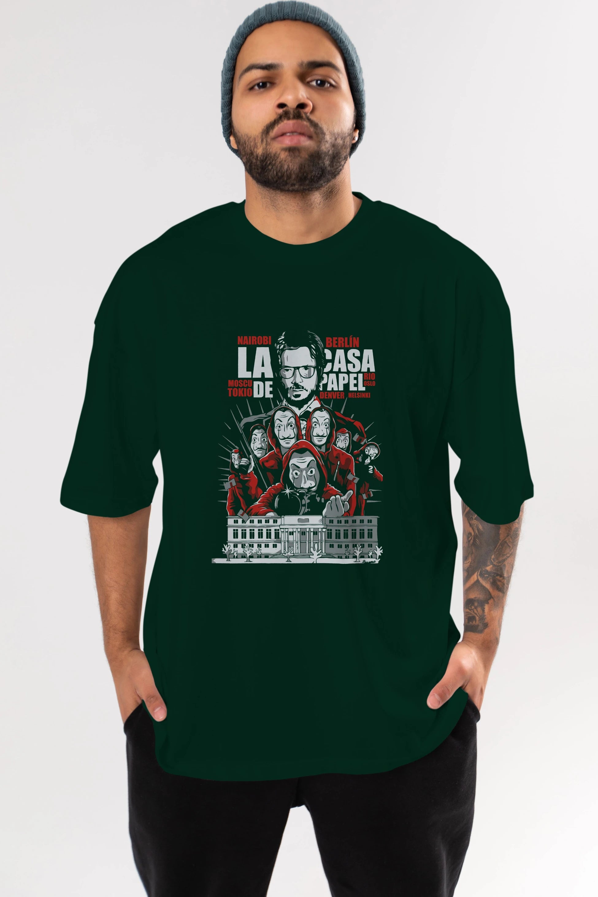 La Casa De Papel (2) Ön Baskılı Oversize t-shirt Erkek Kadın Unisex %100 Pamuk Bisiklet Yaka tişort
