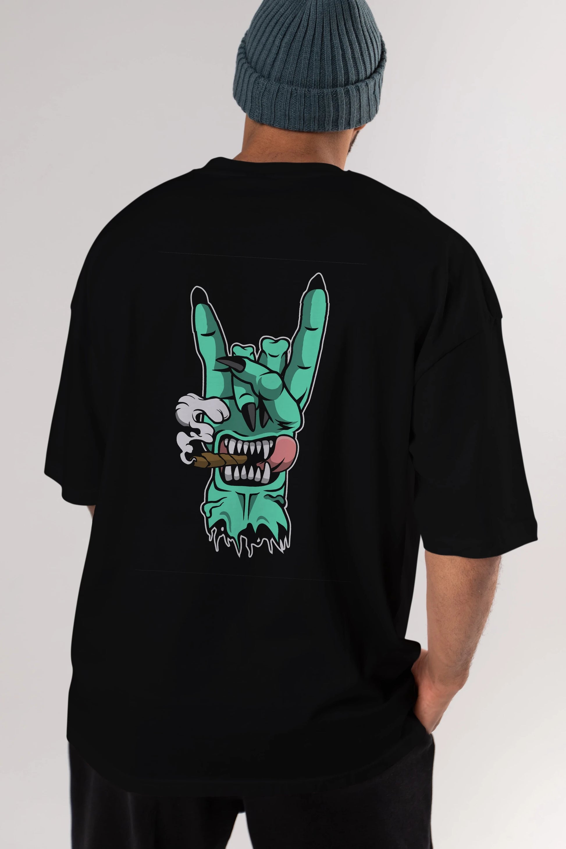 Metal Sign Arka Baskılı Oversize t-shirt Erkek Kadın Unisex %100 Pamuk tişort