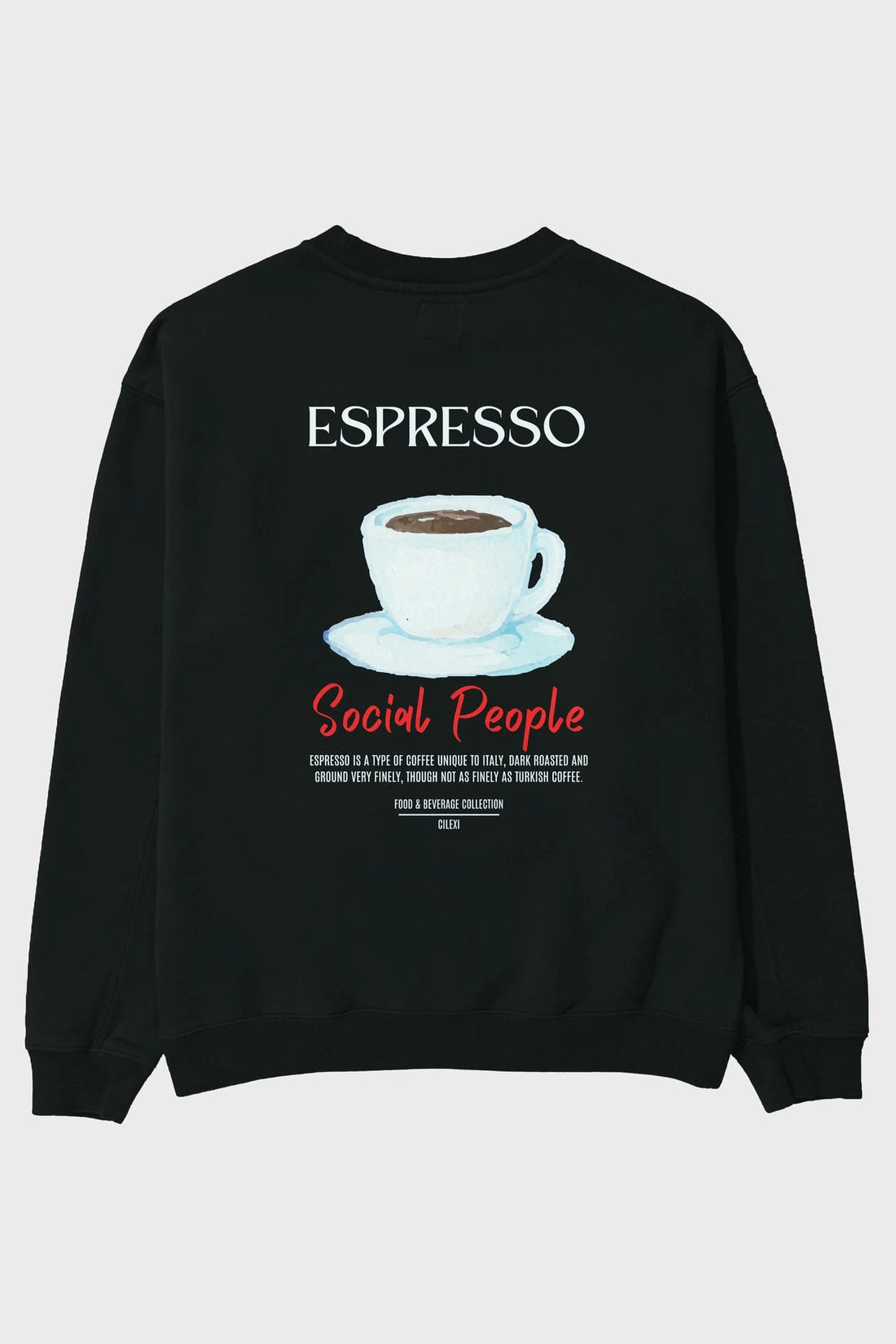 Espresso Arka Baskılı Oversize Sweatshirt Erkek Kadın Unisex