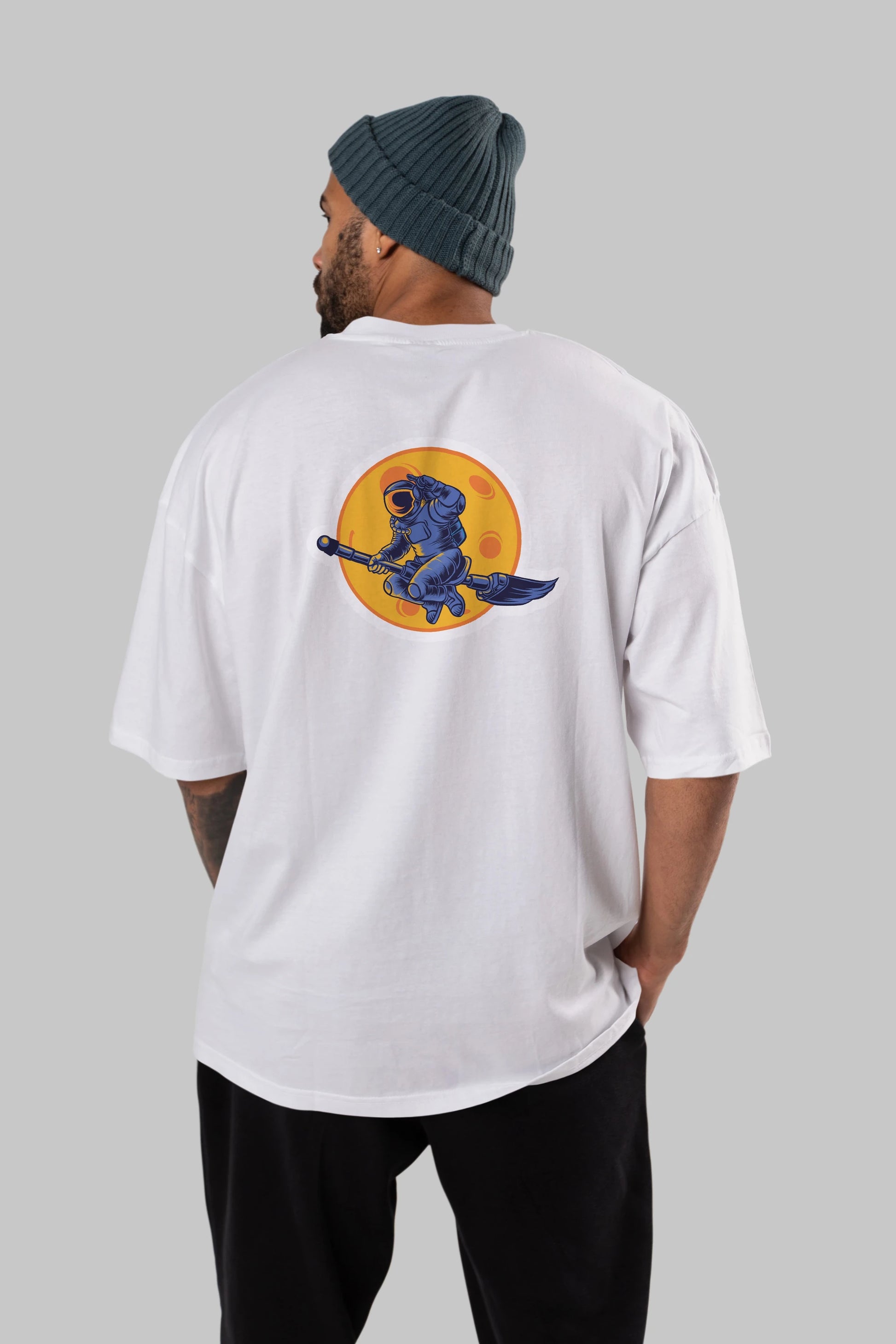 Space Witch Sticker Arka Baskılı Oversize t-shirt Erkek Kadın Unisex