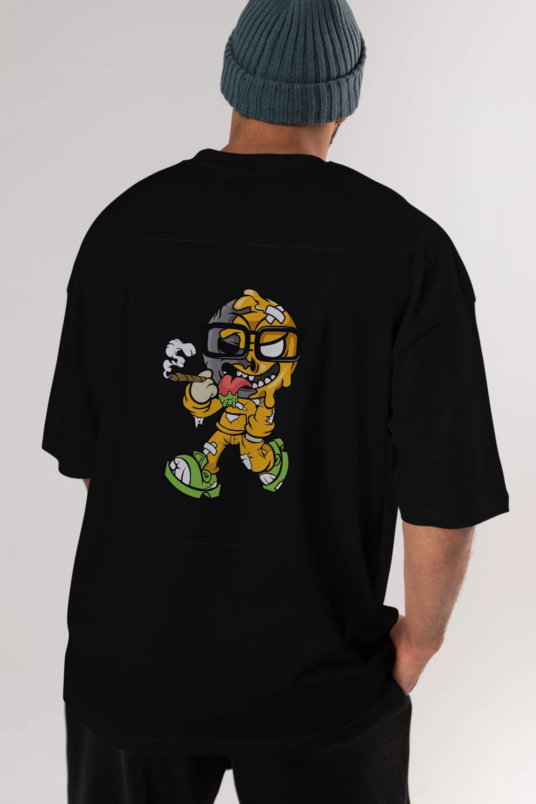 Eyeball Smoker Arka Baskılı Oversize t-shirt Erkek Kadın Unisex %100 Pamuk tişort