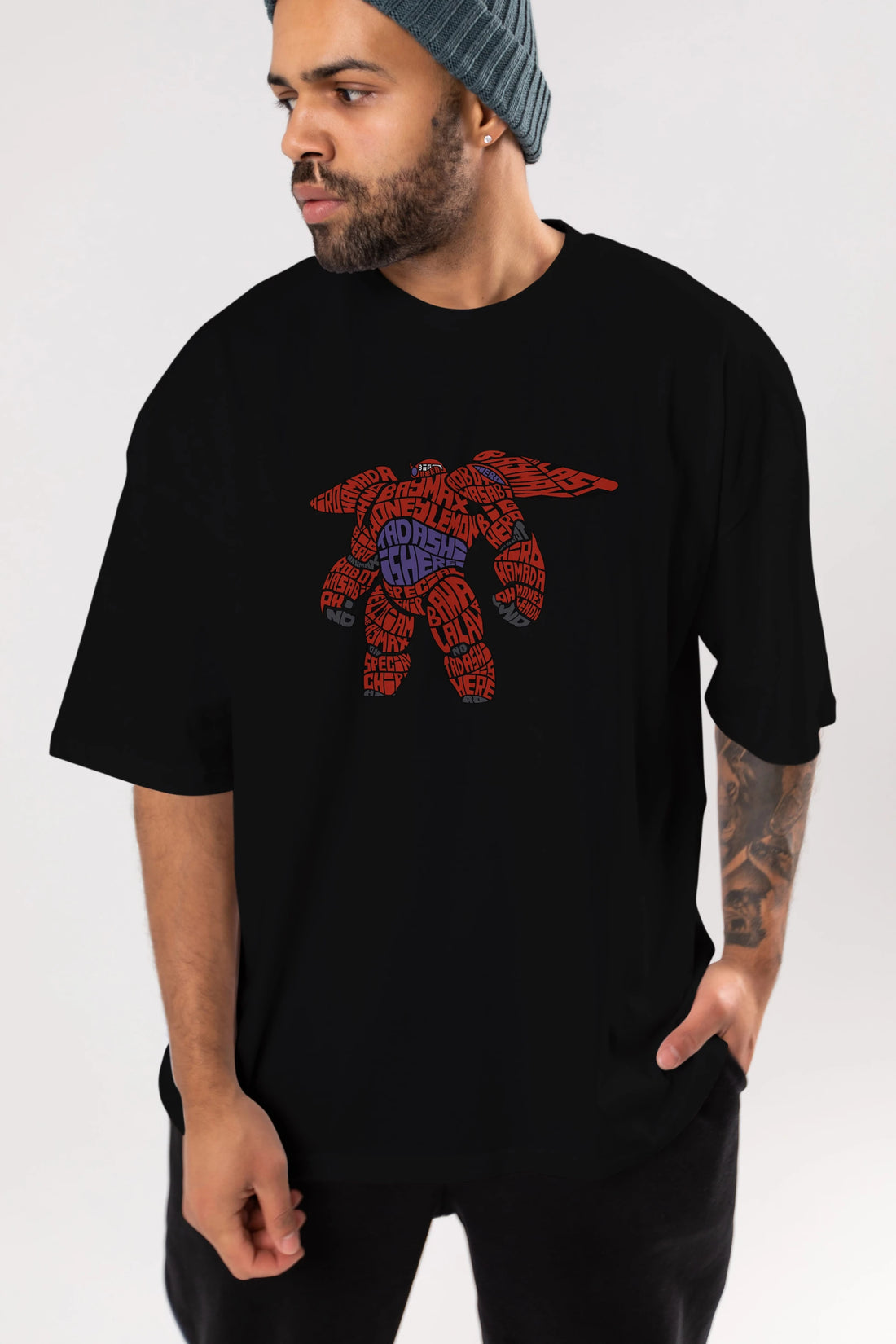 Baymax Ön Baskılı Oversize t-shirt %100 pamuk Erkek Kadın Unisex