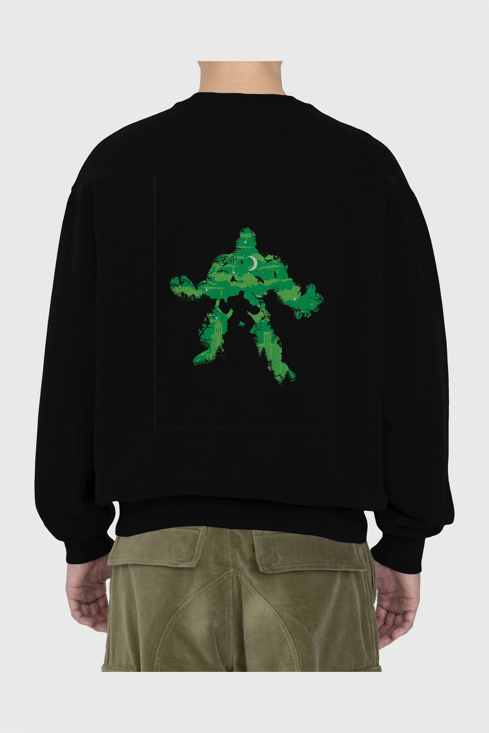 Green Monster Arka Baskılı Oversize Sweatshirt Erkek Kadın Unisex