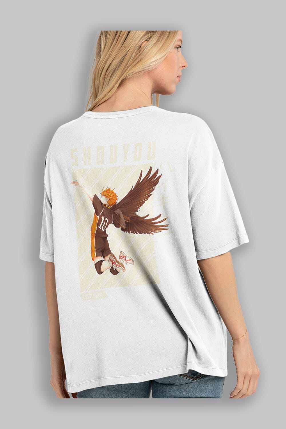 Shouyou Hinata 3 Anime Arka Baskılı Oversize t-shirt Erkek Kadın Unisex