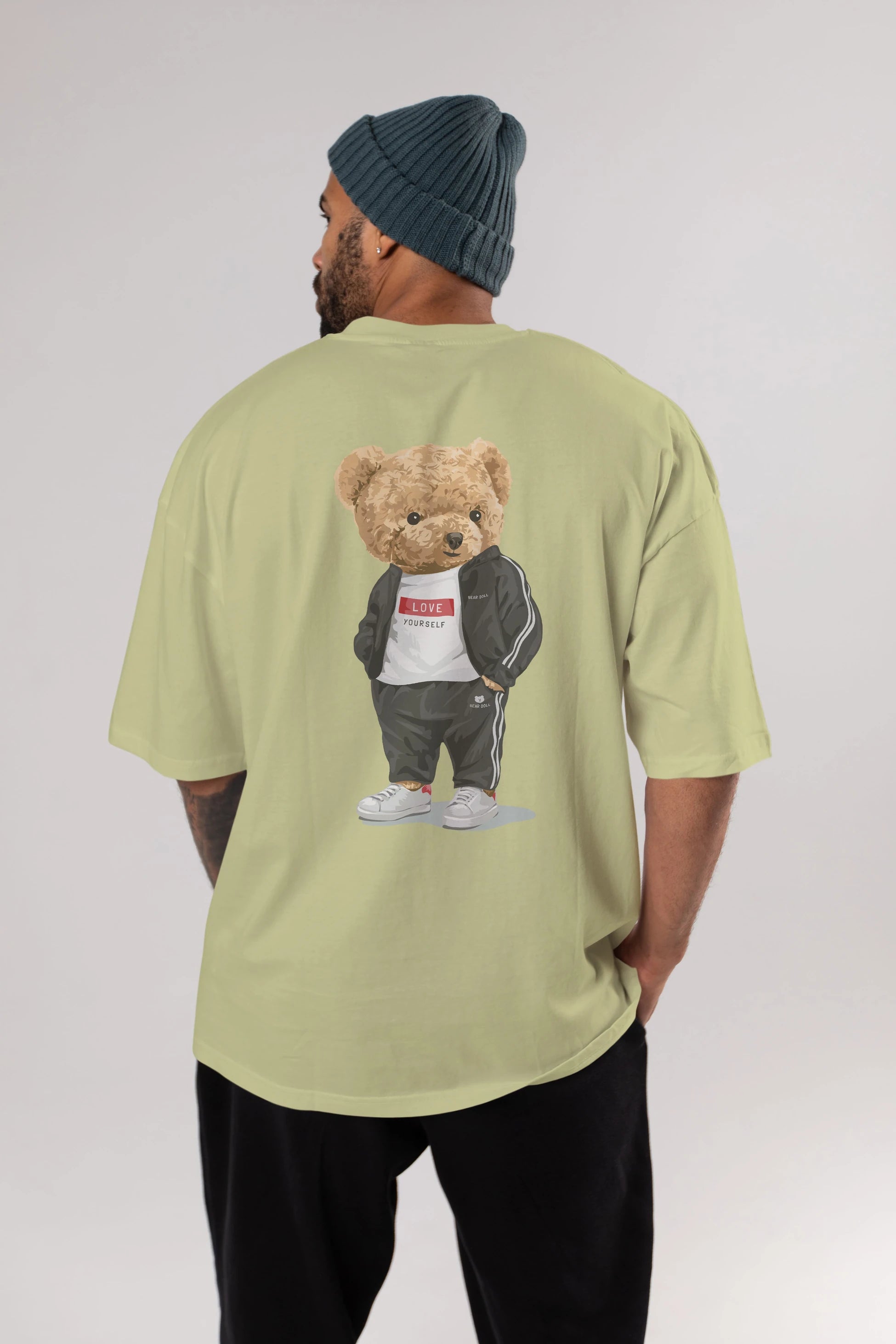 Teddy Bear Love Yourself Arka Baskılı Oversize t-shirt Erkek Kadın Unisex %100 Pamuk