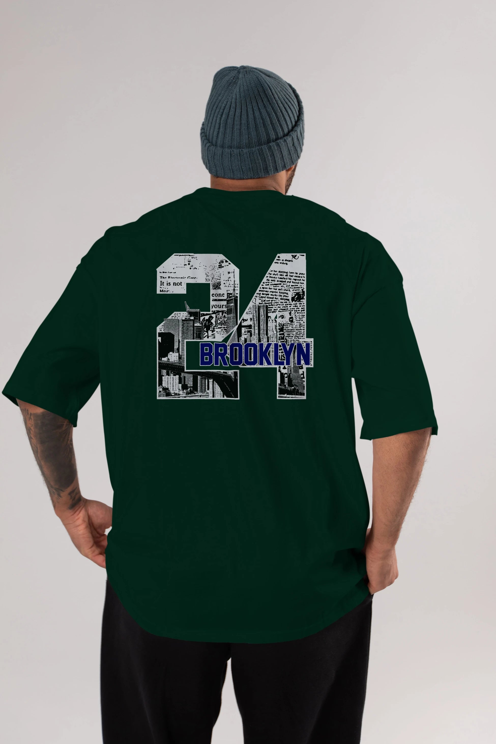 Brooklyn 24 Arka Baskılı Oversize t-shirt Erkek Kadın Unisex