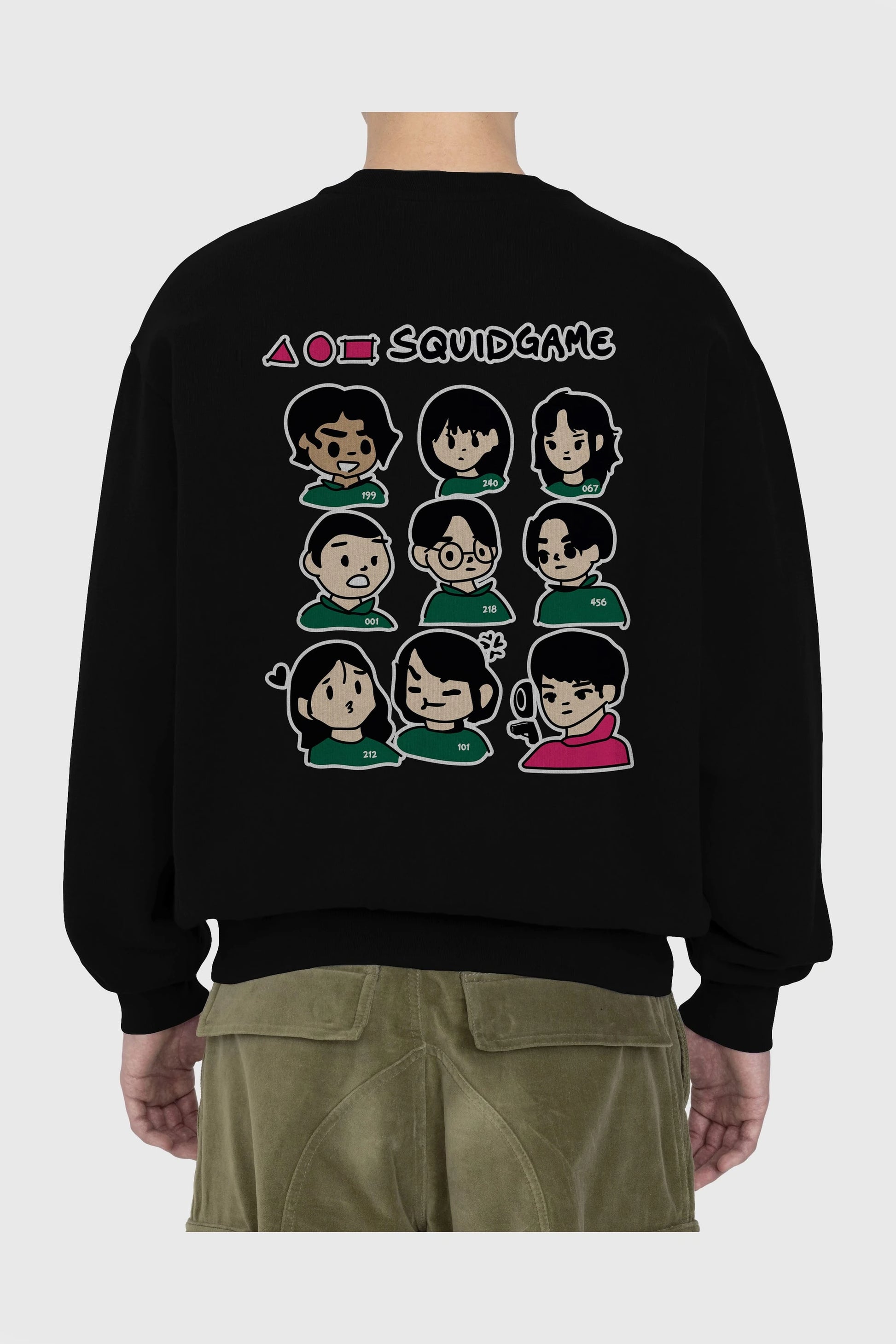 Squid Game (3) Arka Baskılı Oversize Sweatshirt Erkek Kadın Unisex