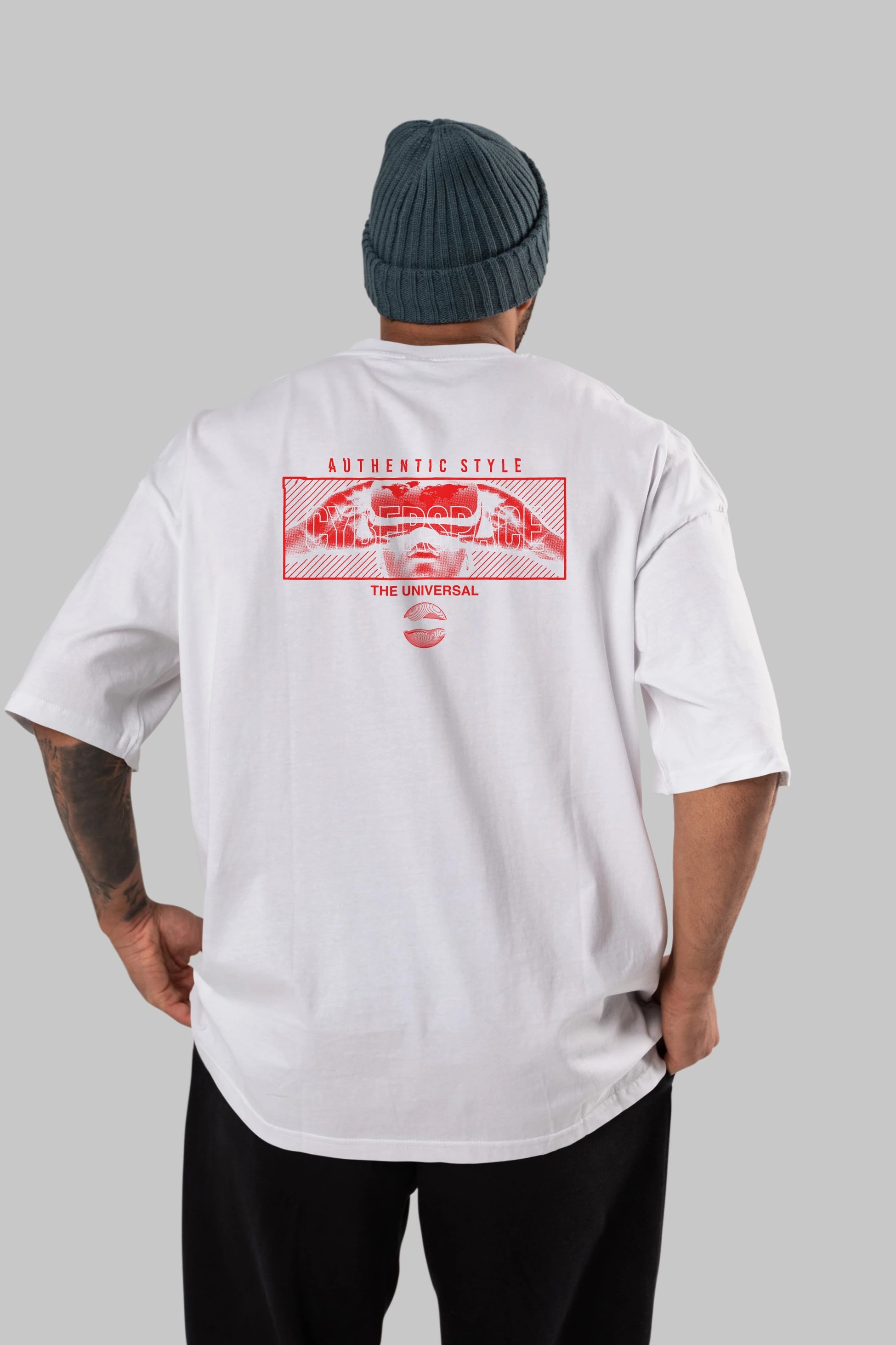 Cyberspace Arka Baskılı Oversize t-shirt Erkek Kadın Unisex