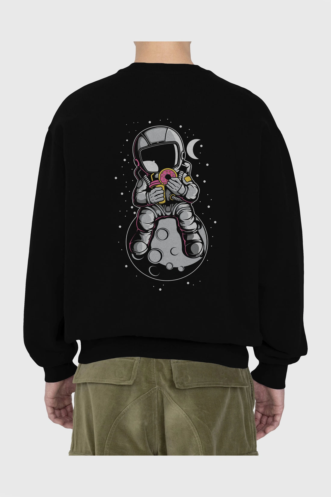 Astronaut Donuts Arka Baskılı Oversize Sweatshirt Erkek Kadın Unisex