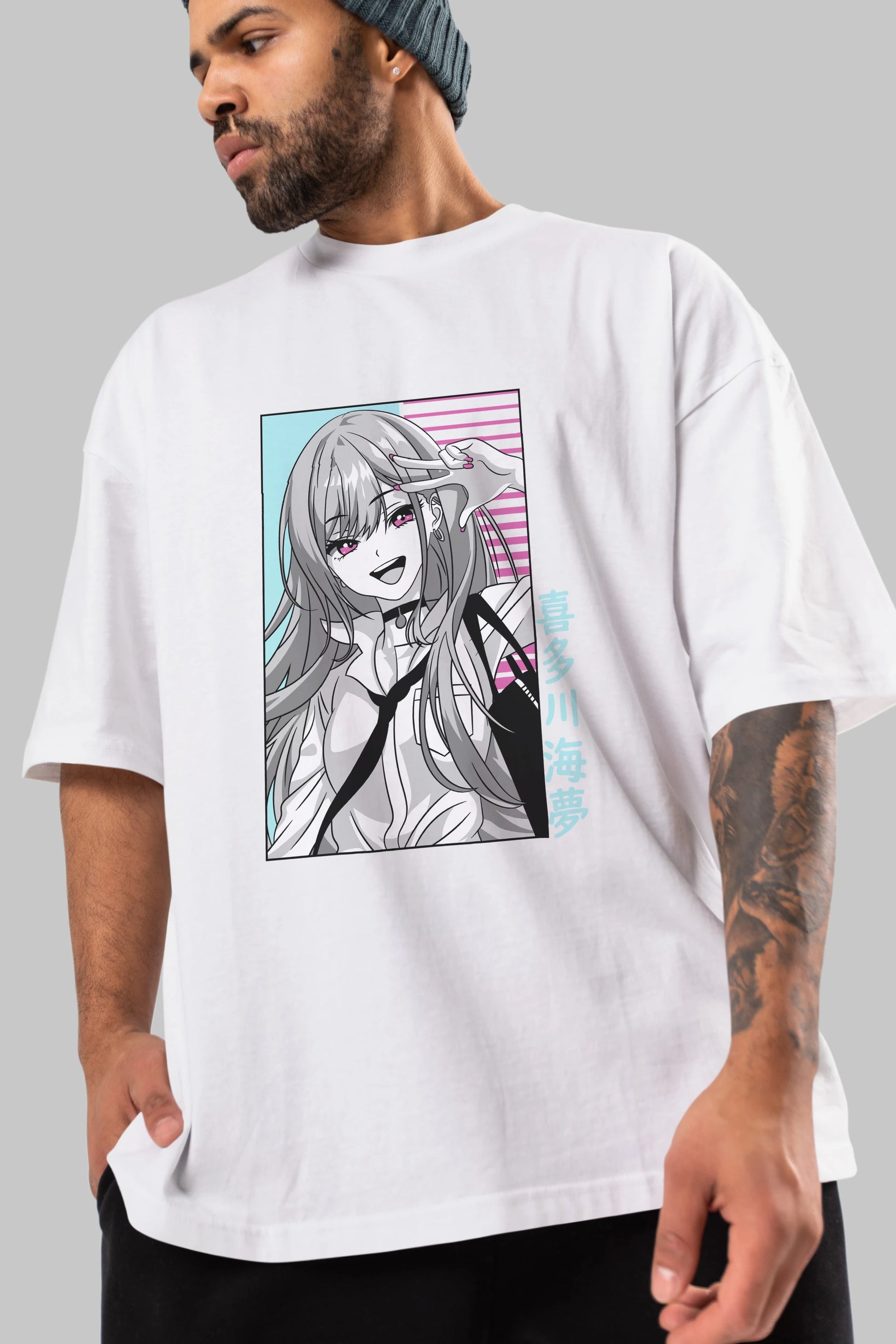 Marin Kitagawa 1 Anime Ön Baskılı Oversize t-shirt %100 pamuk Erkek Kadın Unisex