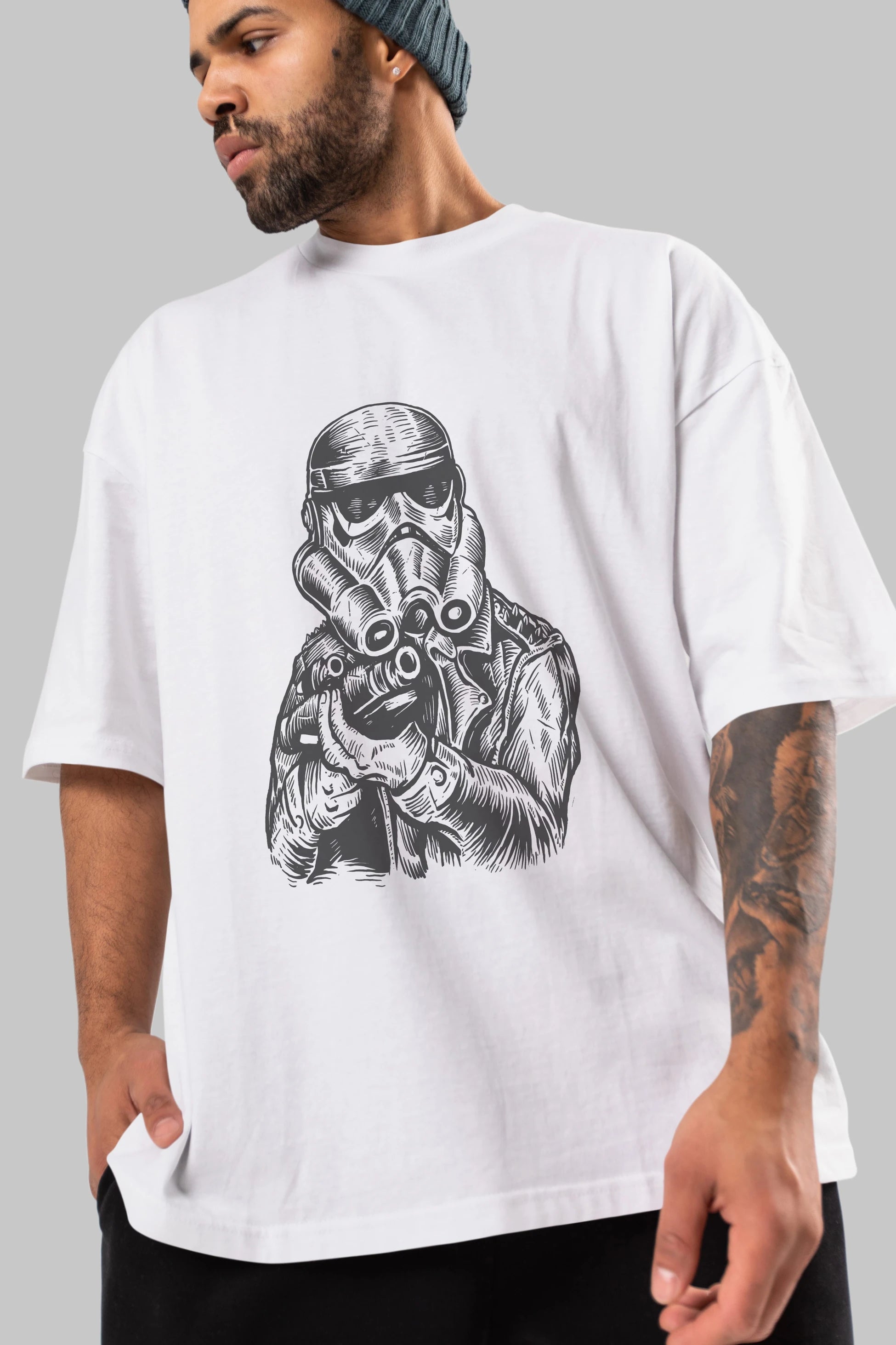Punktrooper Ön Baskılı Oversize t-shirt Erkek Kadın Unisex %100 Pamuk tişort