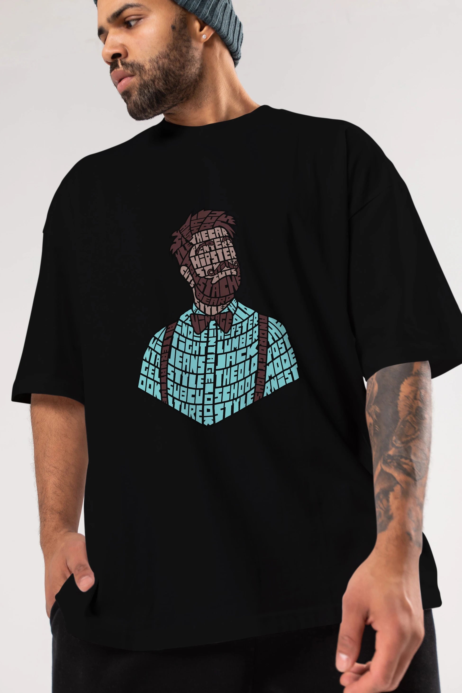 Hipster (2) Ön Baskılı Oversize t-shirt %100 pamuk Erkek Kadın Unisex