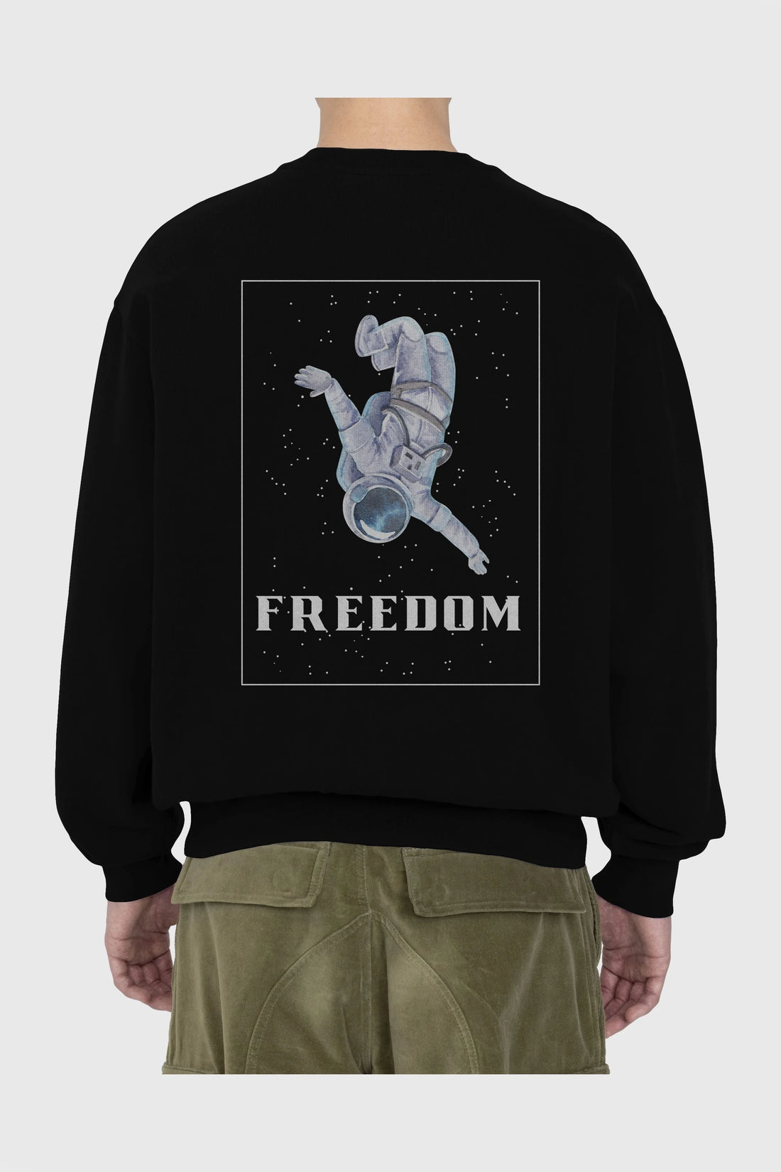 Freedom Astronaut Arka Baskılı Oversize Sweatshirt Erkek Kadın Unisex