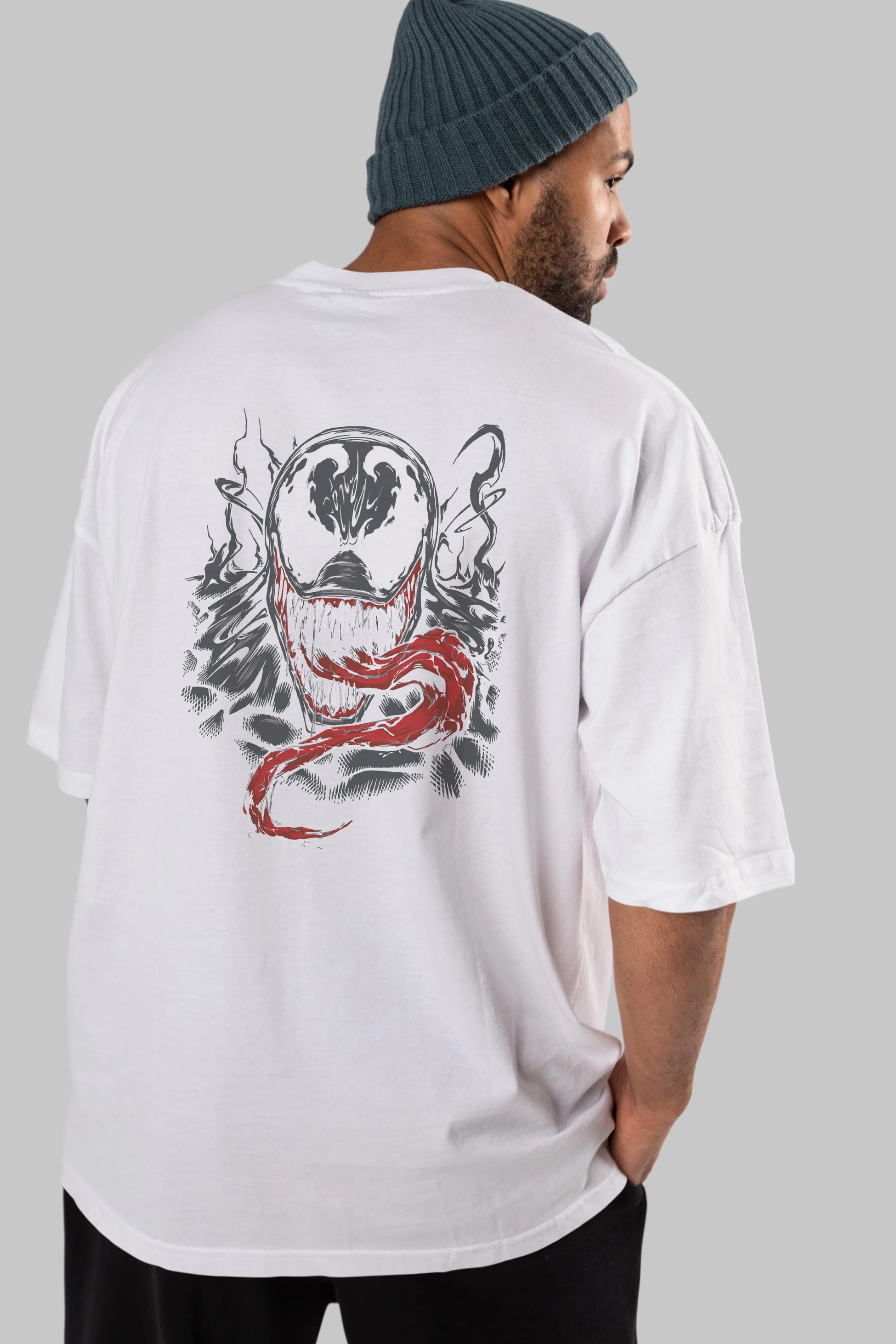 Venom (18) Arka Baskılı Oversize t-shirt Erkek Kadın Unisex %100 Pamuk Bisiklet Yaka tişort