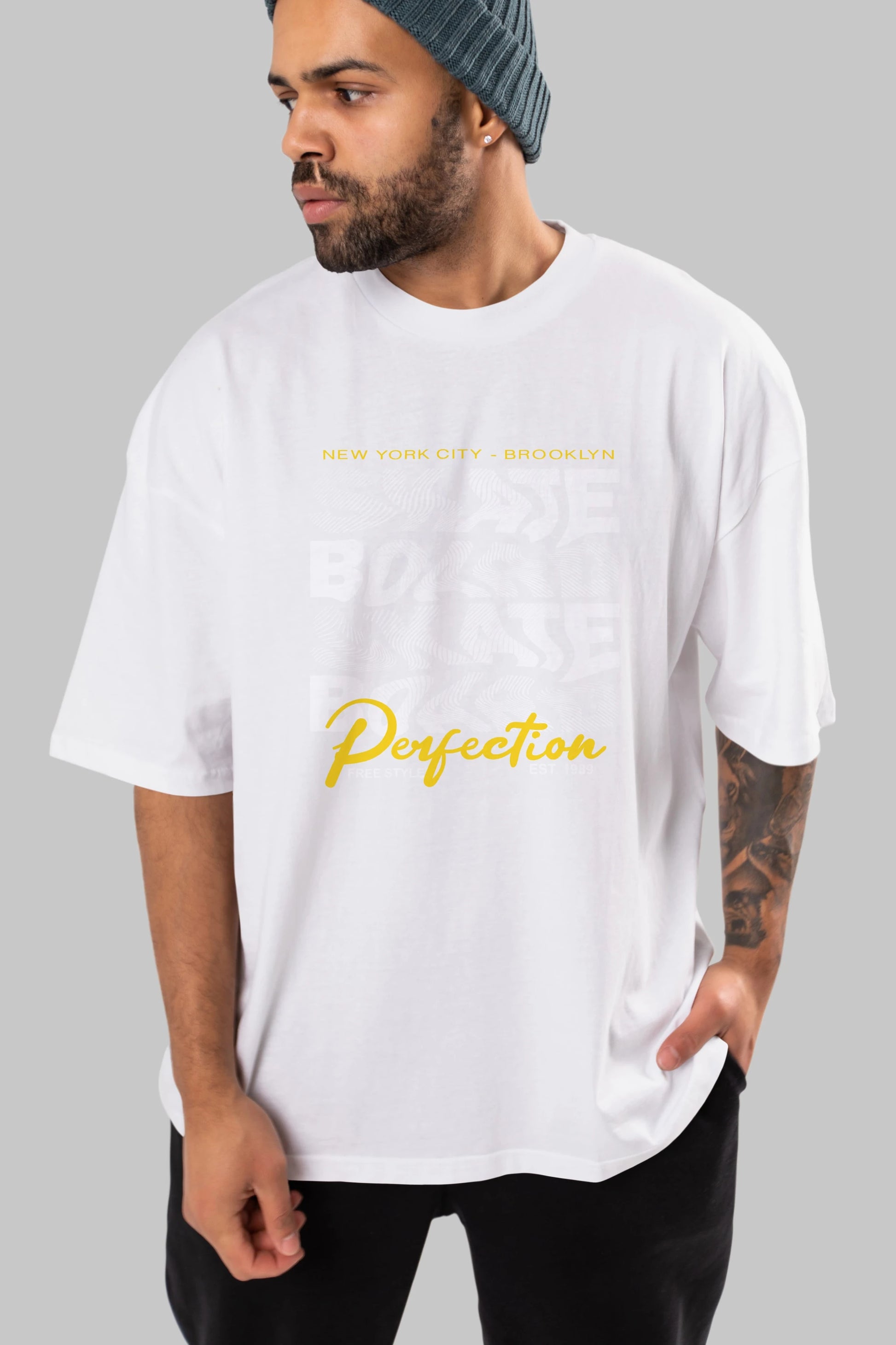New York City and Brooklyn Ön Baskılı Oversize t-shirt Erkek Kadın Unisex