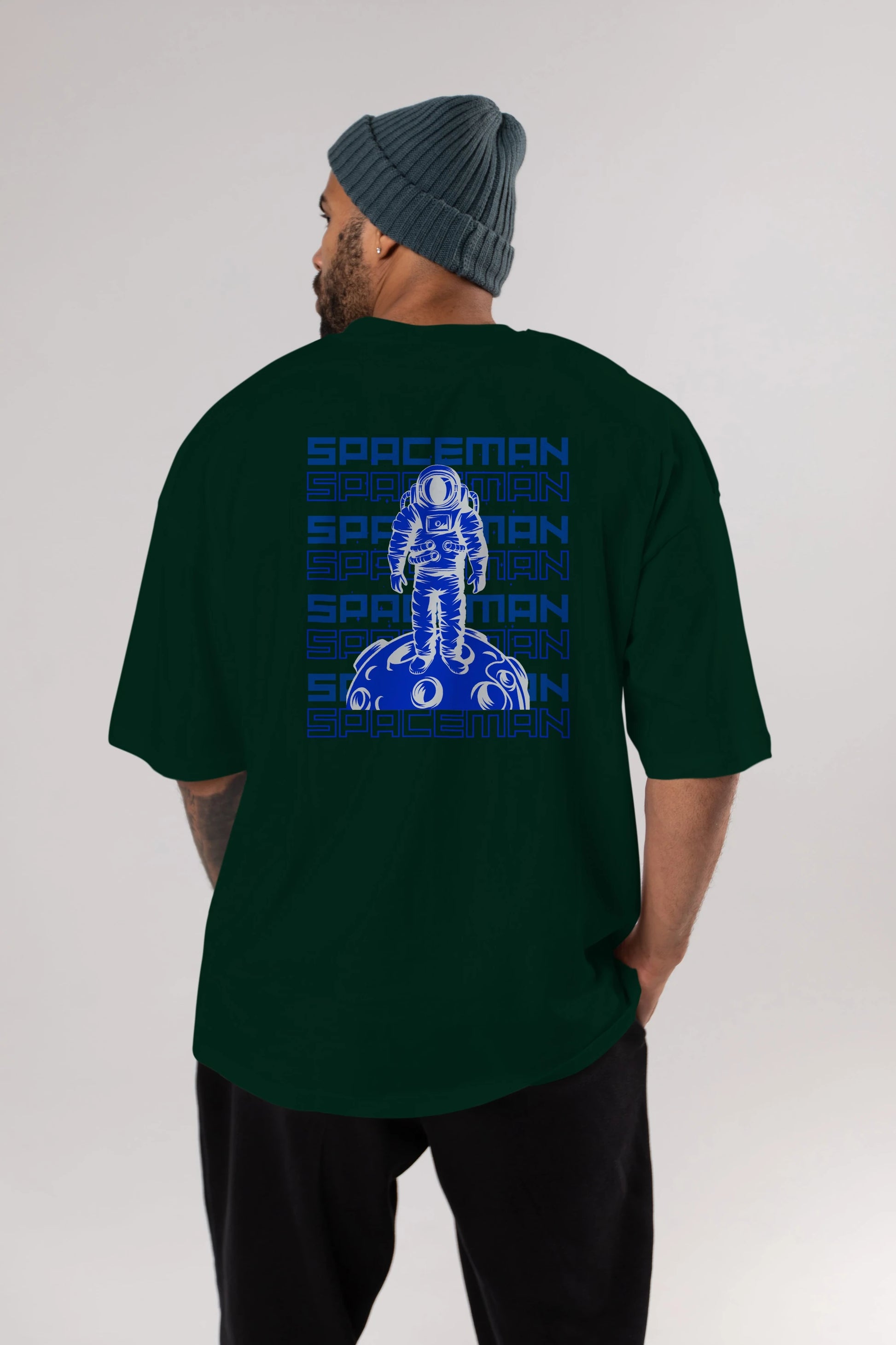 Spaceman Yazılı Arka Baskılı Oversize t-shirt Erkek Kadın Unisex