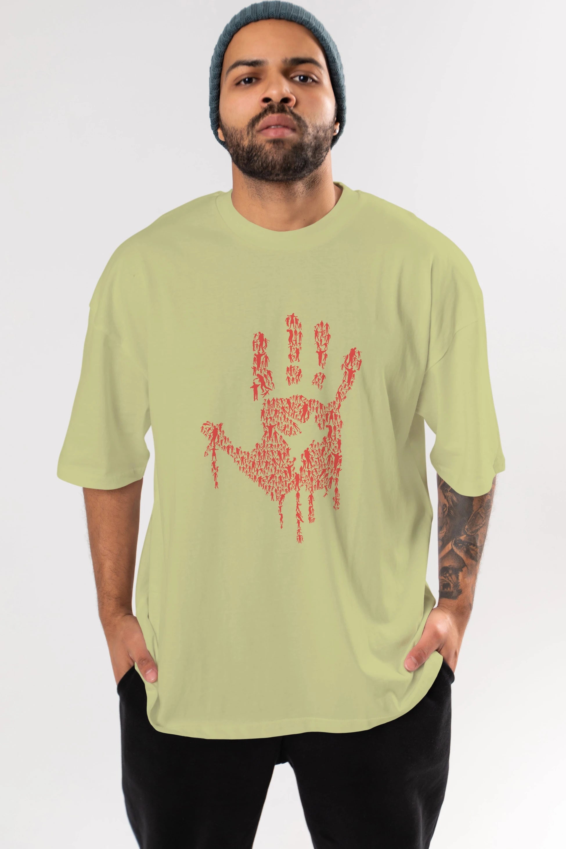 Hand Of Zombies Ön Baskılı Oversize t-shirt %100 pamuk Erkek Kadın Unisex