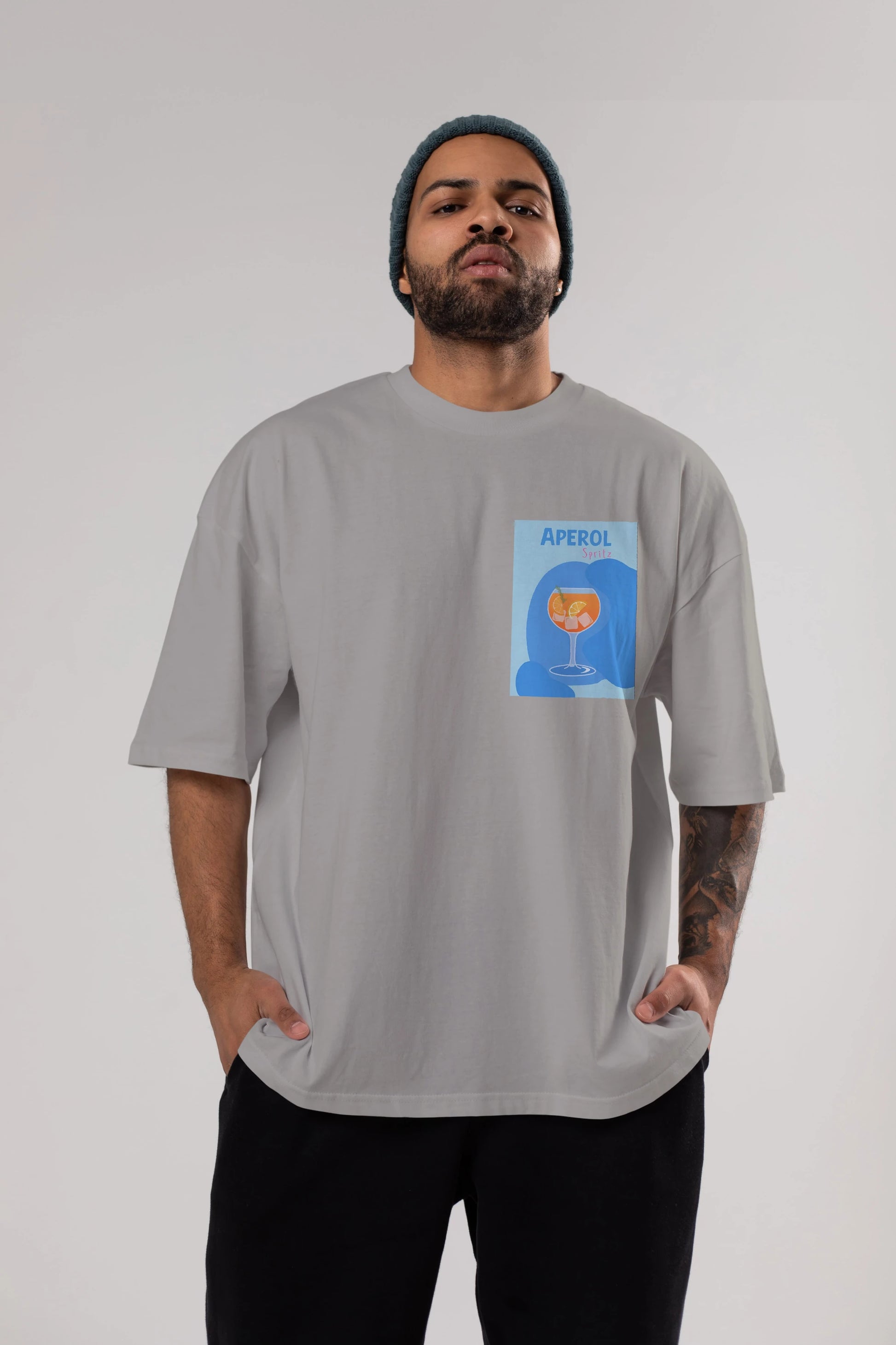 Aperol Spritz 10 Ön Sol Baskılı Oversize t-shirt Erkek Kadın Unisex %100 Pamuk Bisiklet Yaka tişort