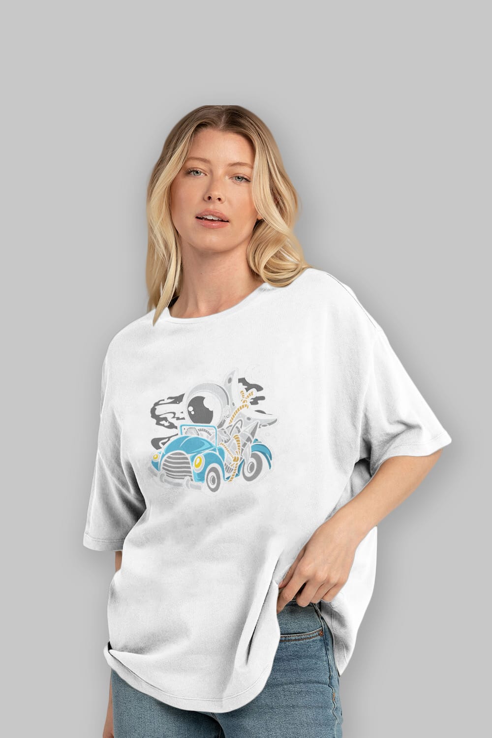 Astronaut Journey Ön Baskılı Oversize t-shirt Erkek Kadın Unisex