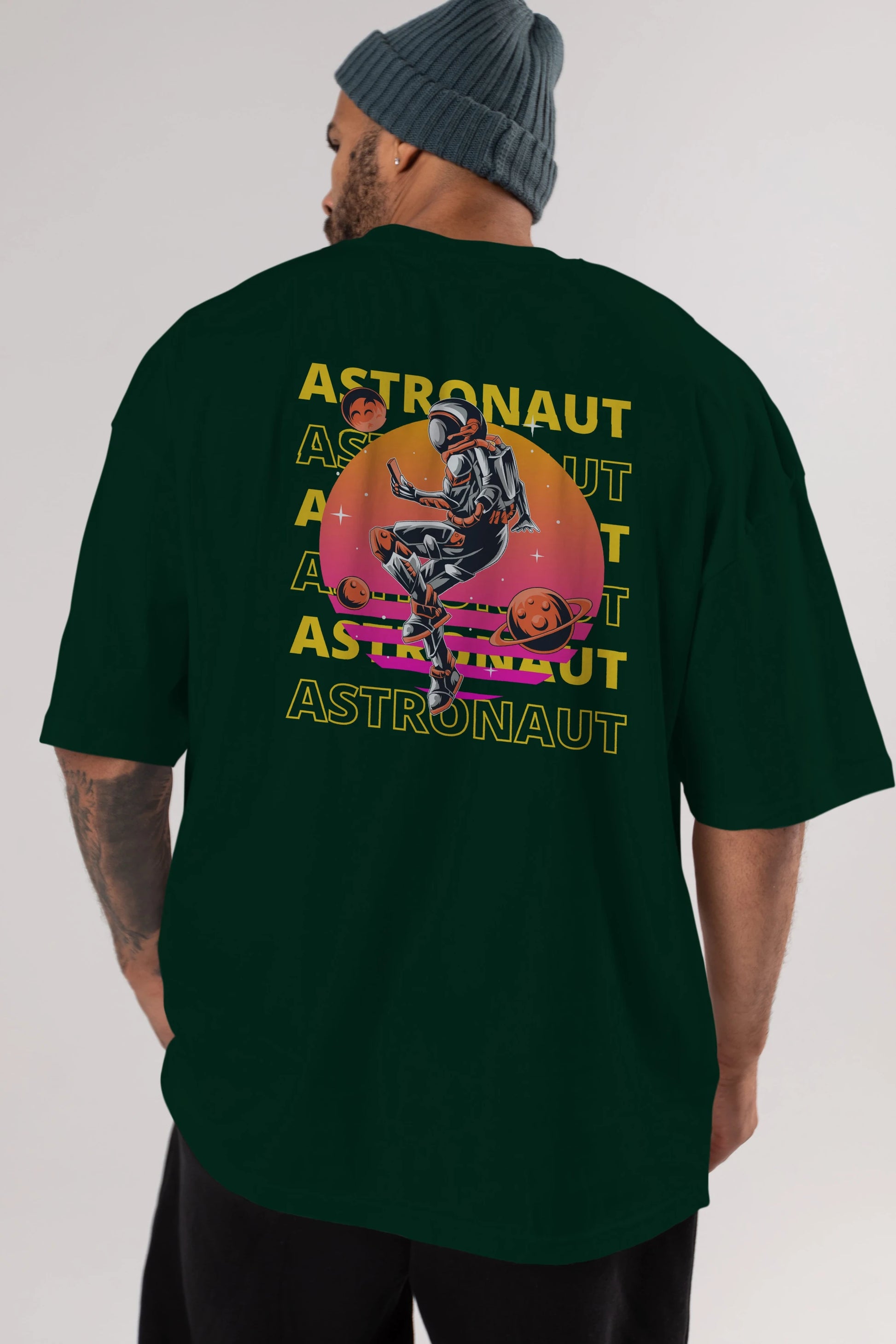 Astronaut Streetwear 2 Arka Baskılı Oversize t-shirt Erkek Kadın Unisex
