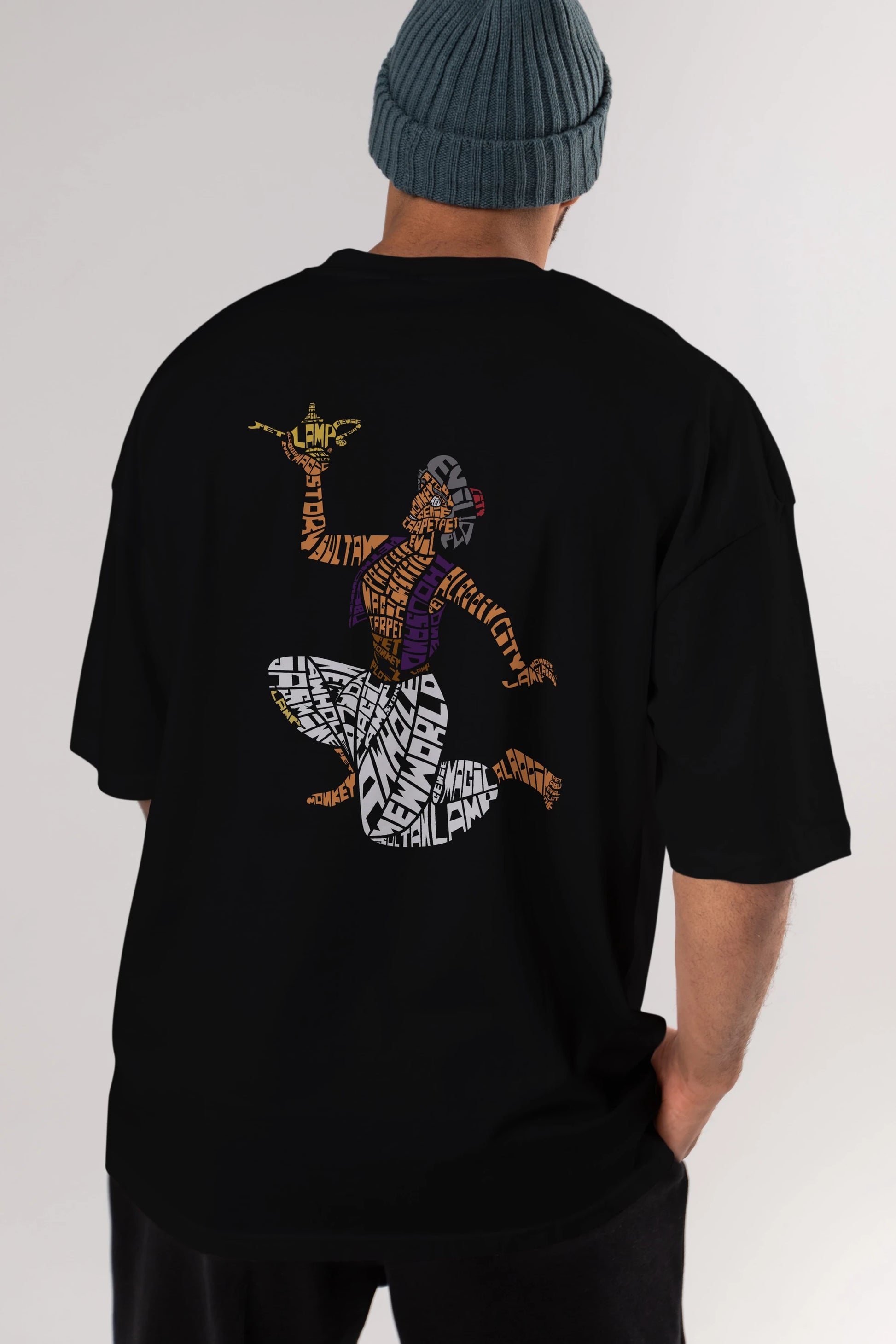 Aladdin Arka Baskılı Oversize t-shirt %100 pamuk Erkek Kadın Unisex
