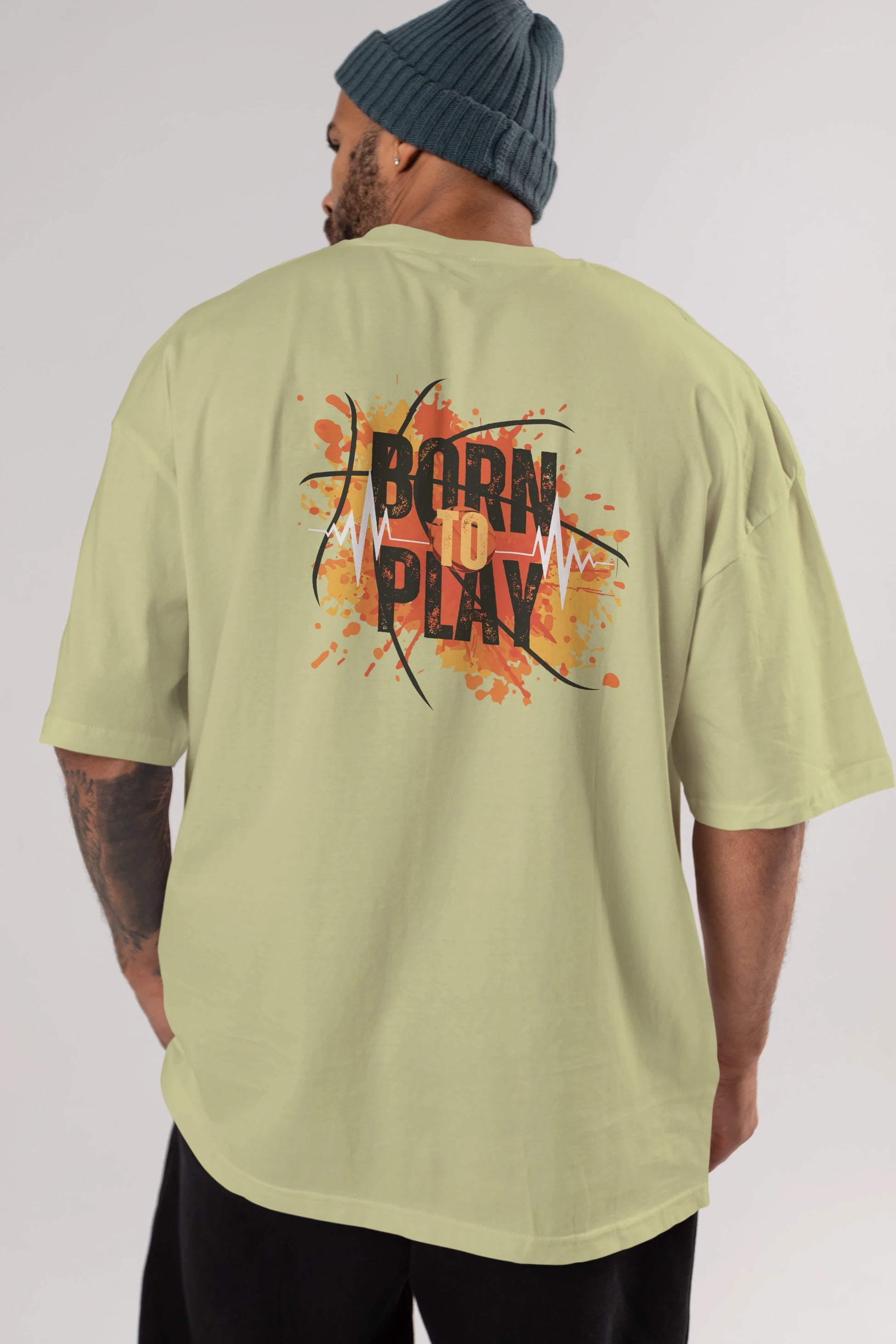 Born to Play Yazılı Arka Baskılı Oversize t-shirt Erkek Kadın Unisex