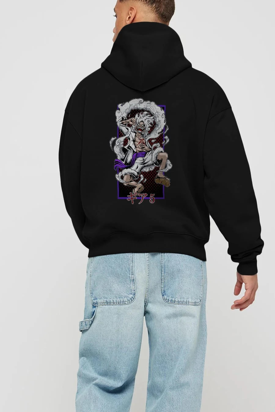 MONKEY D. LUFFY GEAR5 Anime Arka Baskılı Hoodie Oversize Kapüşonlu Sweatshirt Erkek Kadın Unisex