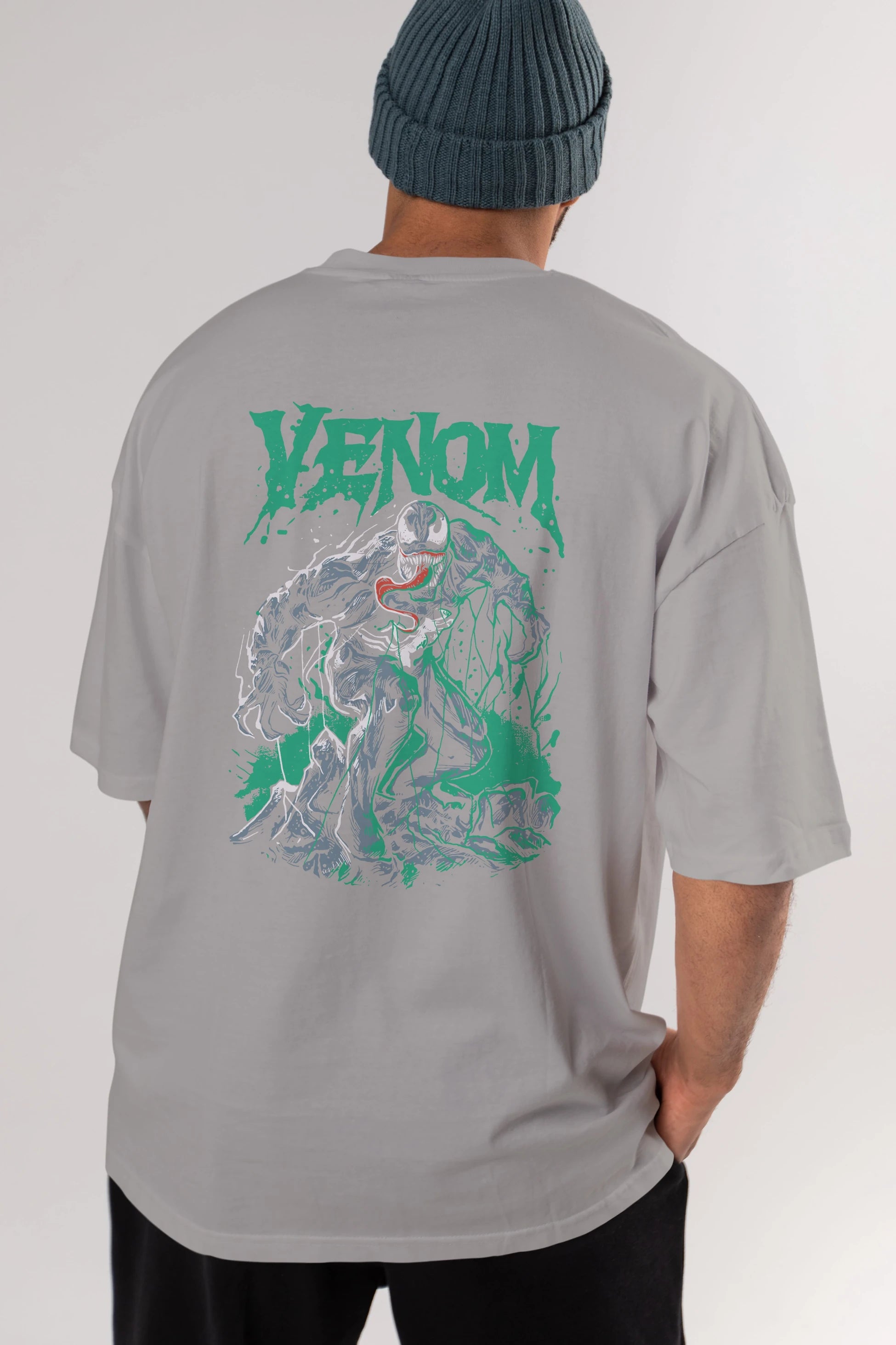Venom (3) Arka Baskılı Oversize t-shirt Erkek Kadın Unisex %100 Pamuk Bisiklet Yaka tişort