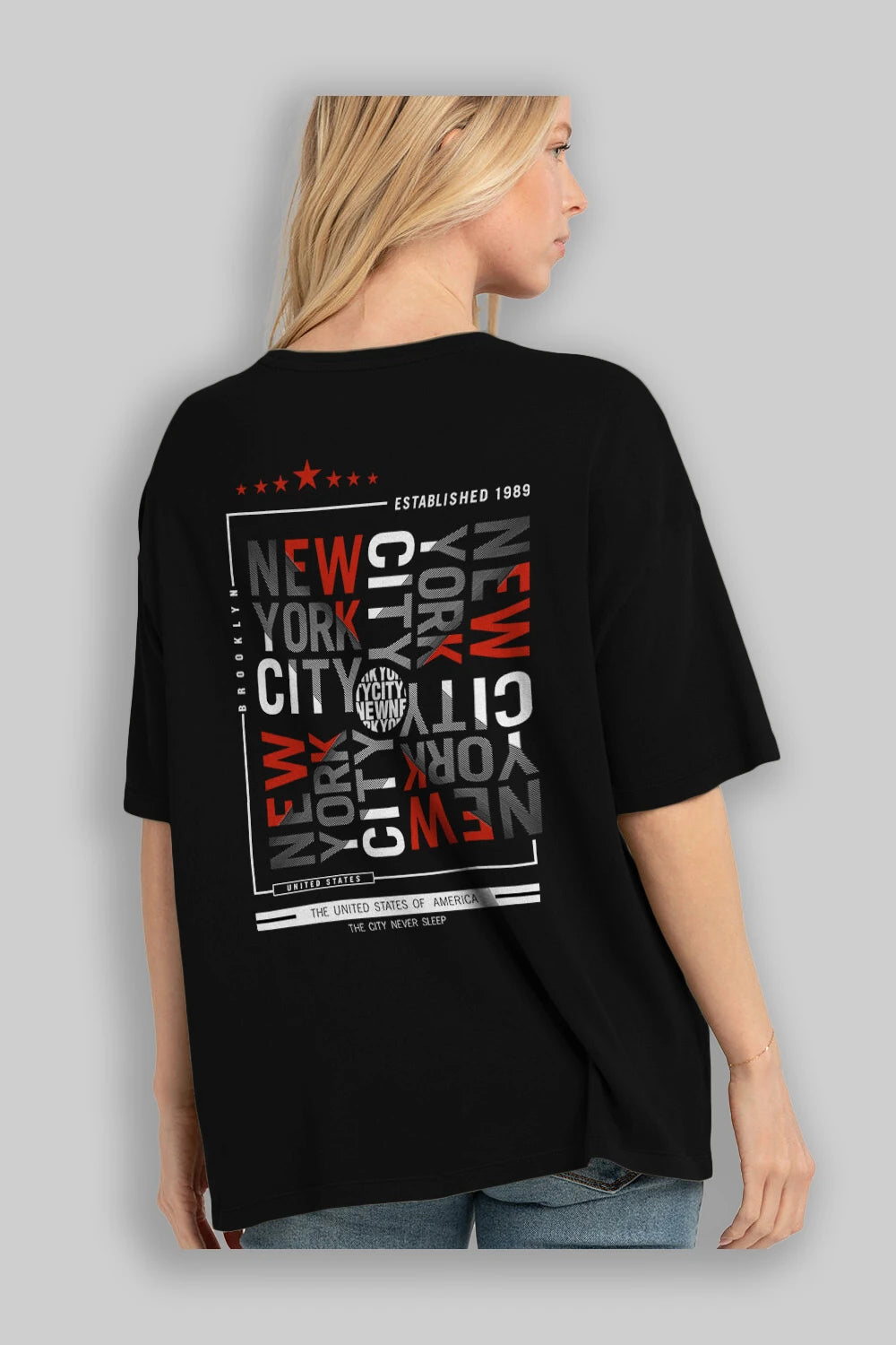 New York Style 2 Arka Baskılı Oversize t-shirt Erkek Kadın Unisex