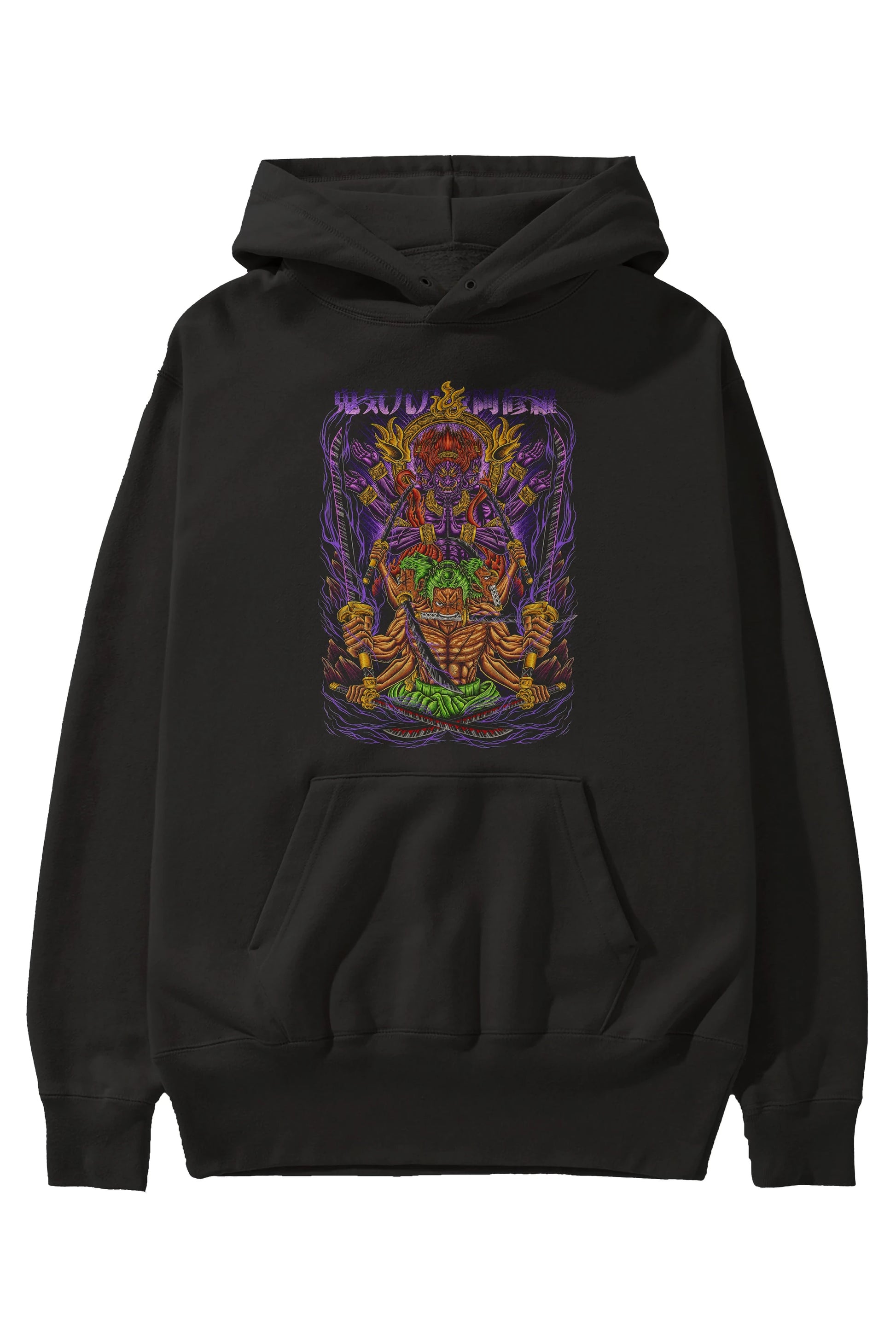 RORONOA ZORO 2 Anime Ön Baskılı Hoodie Oversize Kapüşonlu Sweatshirt Erkek Kadın Unisex