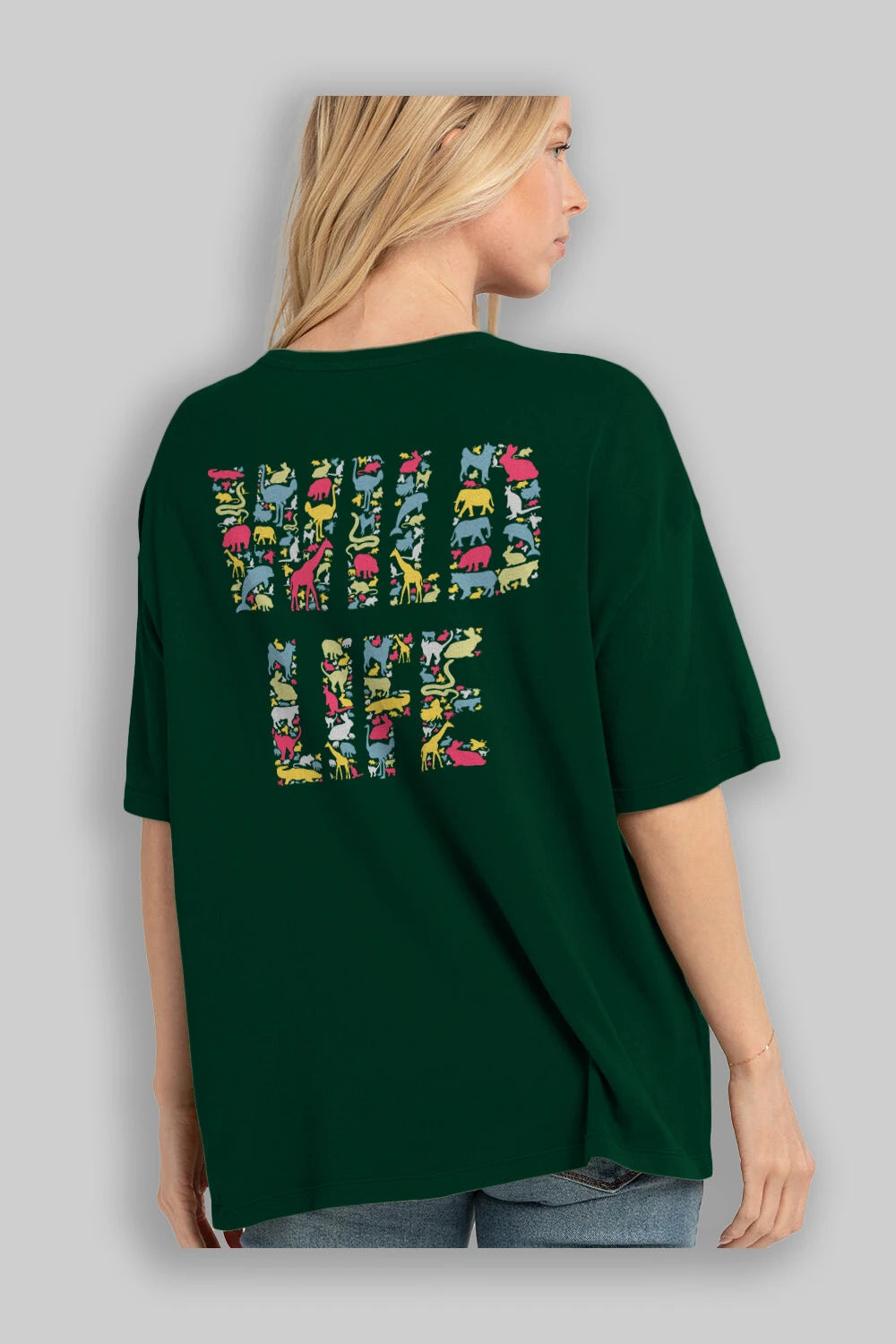 Wild Life Arka Baskılı Oversize t-shirt %100 pamuk Erkek Kadın Unisex