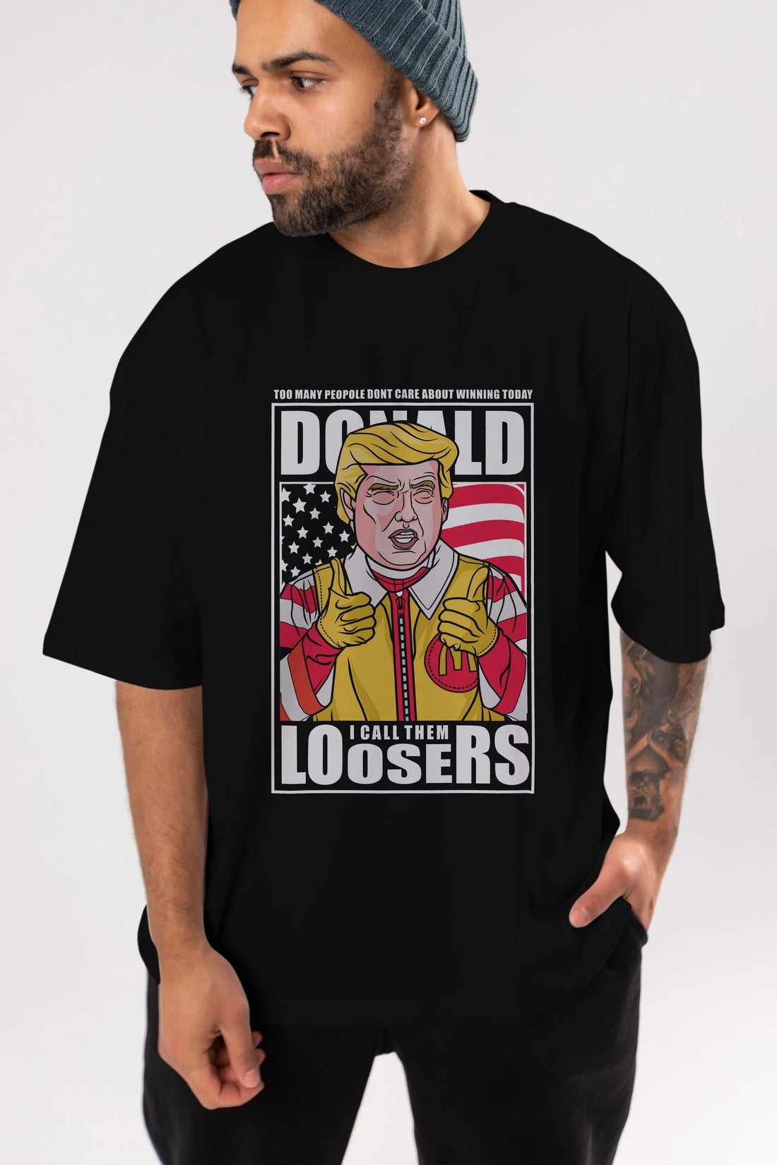 Ronald Trump Ön Baskılı Oversize t-shirt Erkek Kadın Unisex %100 Pamuk tişort