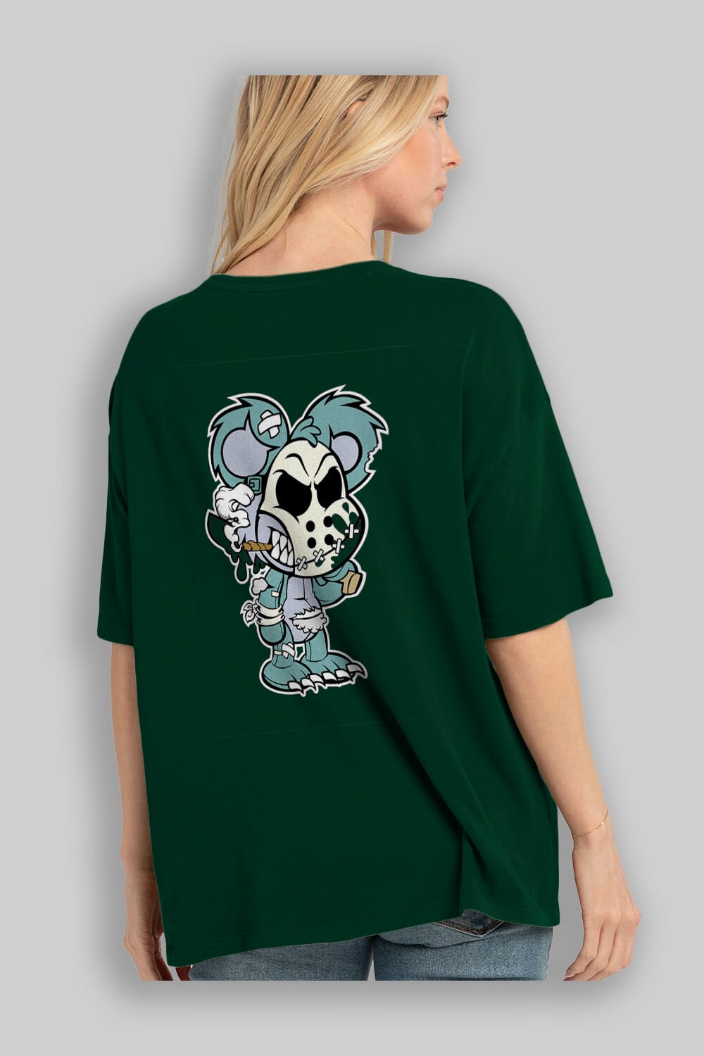 Evil Teddy Bear Arka Baskılı Oversize t-shirt Erkek Kadın Unisex %100 Pamuk tişort