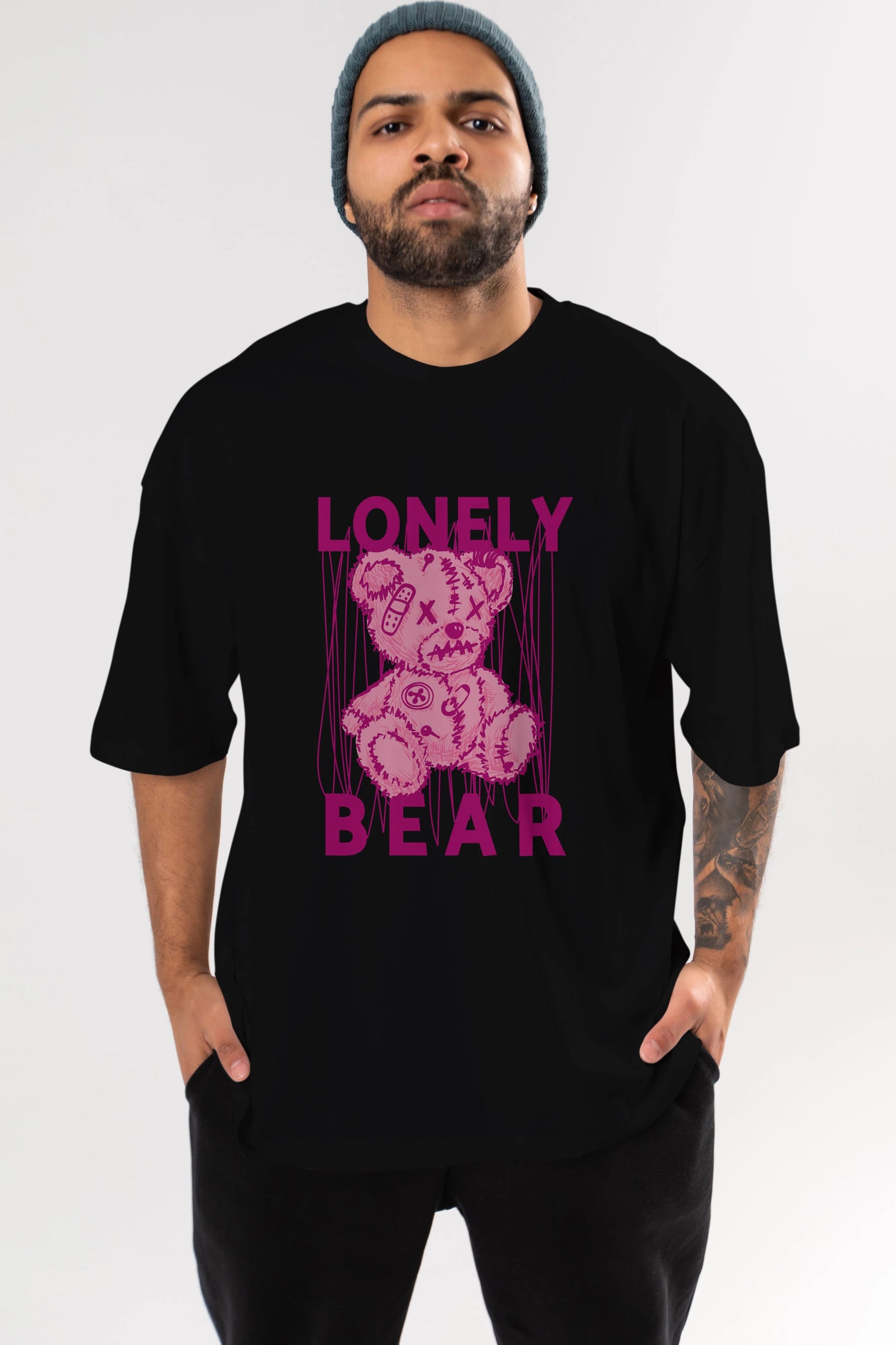 Lonely Bear Ön Baskılı Oversize t-shirt Erkek Kadın Unisex