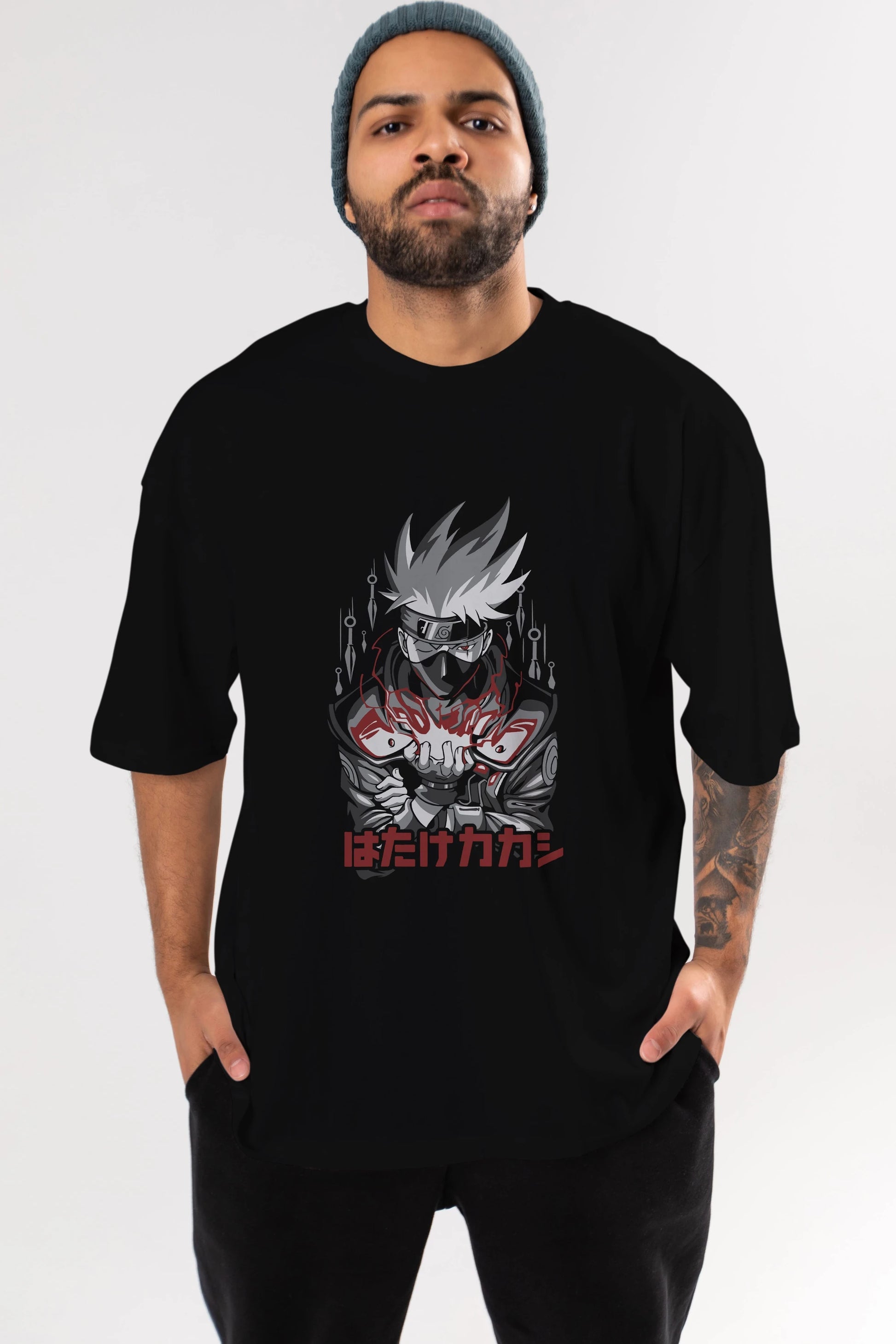 KAKASHI HATAKE NARUTO 1 Anime Ön Baskılı Oversize t-shirt %100 pamuk Erkek Kadın Unisex