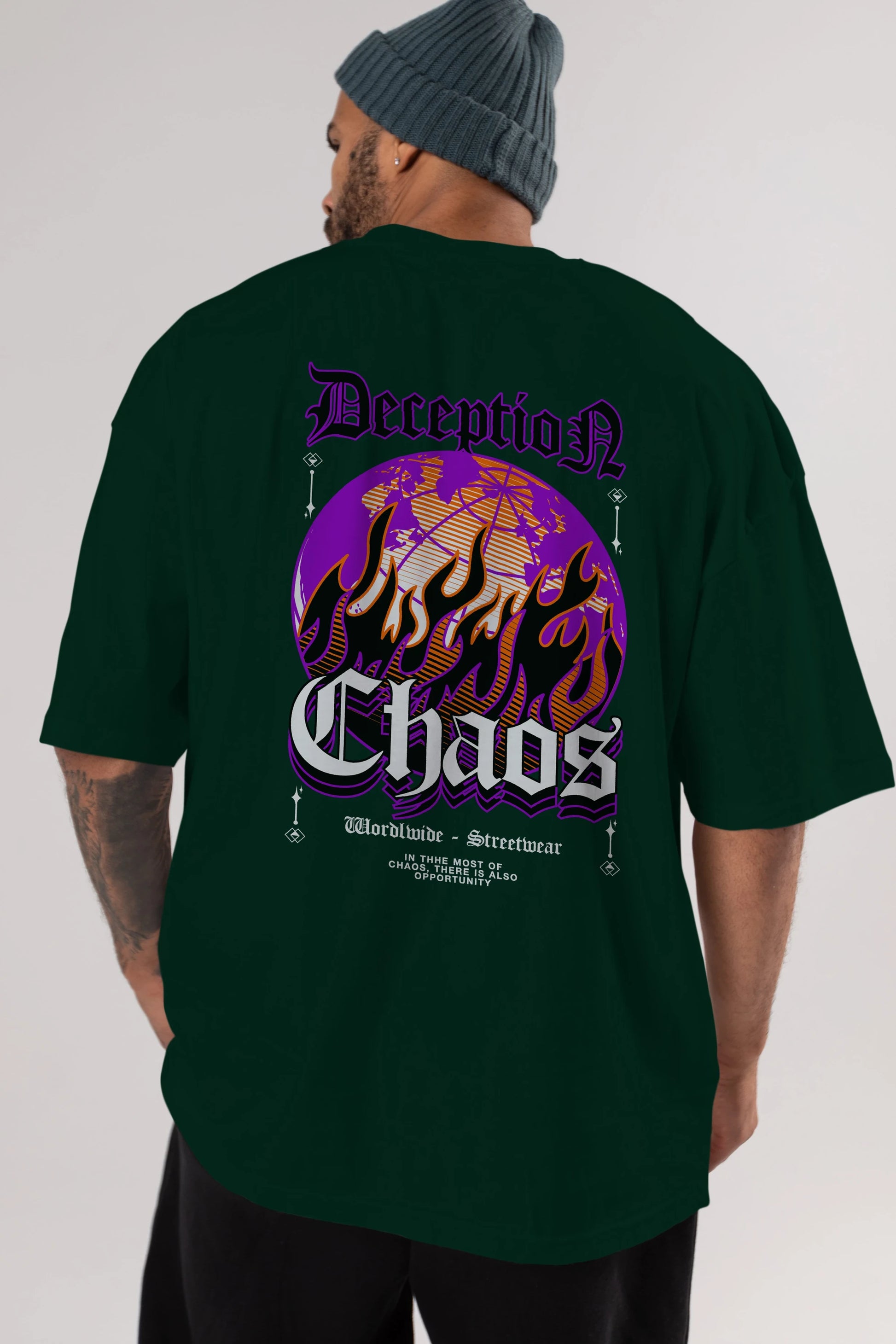 Deception Chaos Arka Baskılı Oversize t-shirt Erkek Kadın Unisex