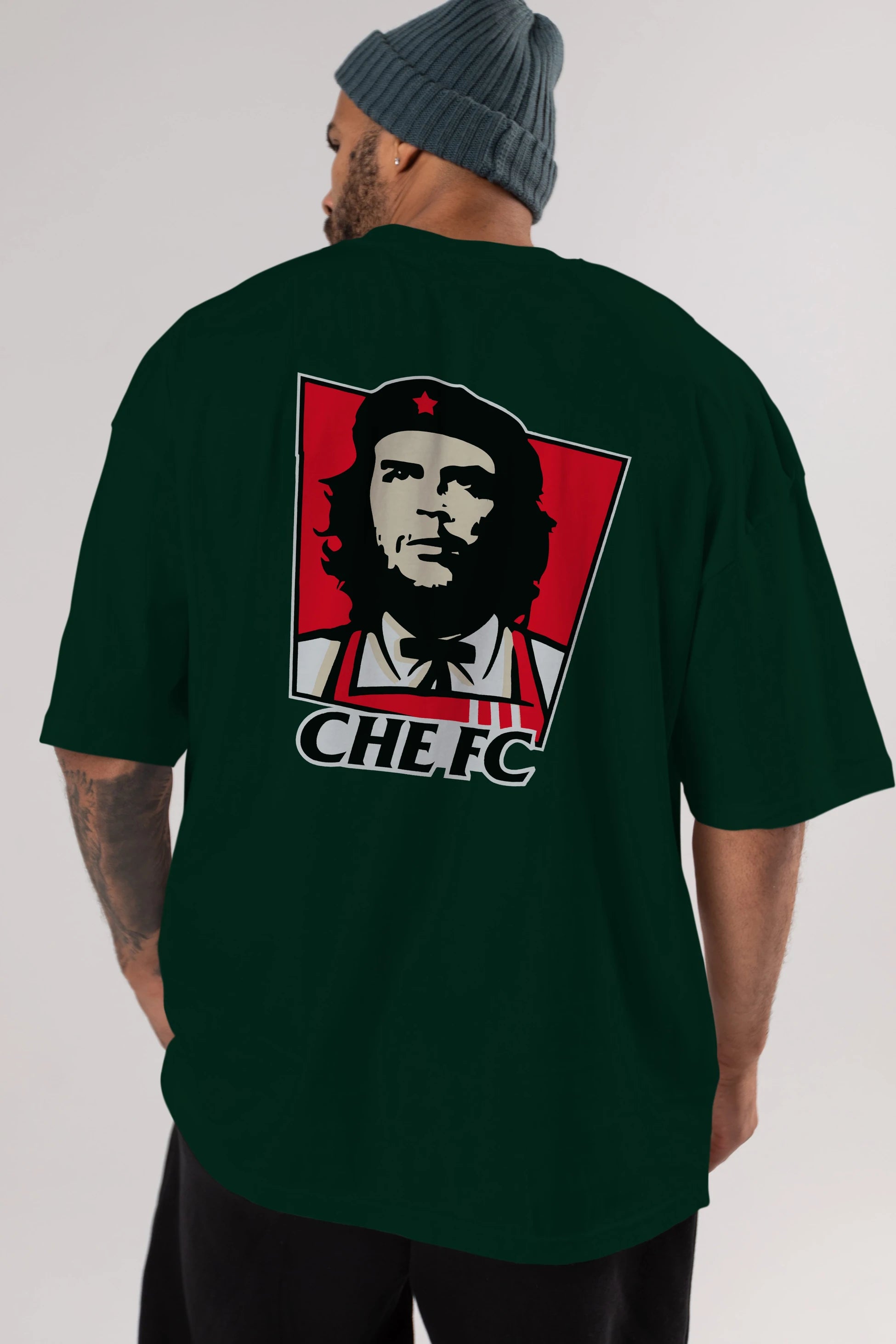 Che FC Arka Baskılı Oversize t-shirt Erkek Kadın Unisex %100 Pamuk Bisiklet Yaka tişort