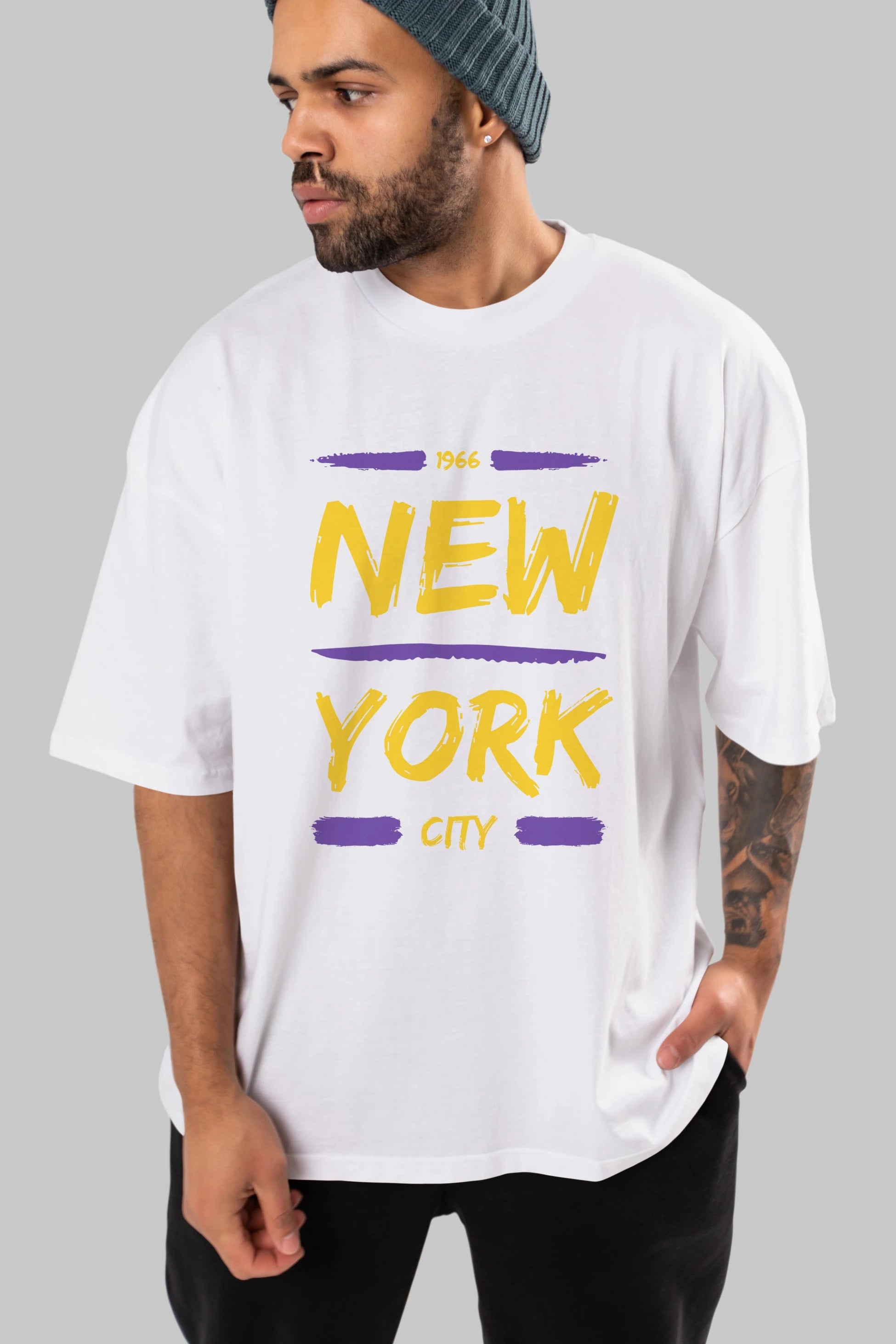 New York City 2 Ön Baskılı Oversize t-shirt Erkek Kadın Unisex