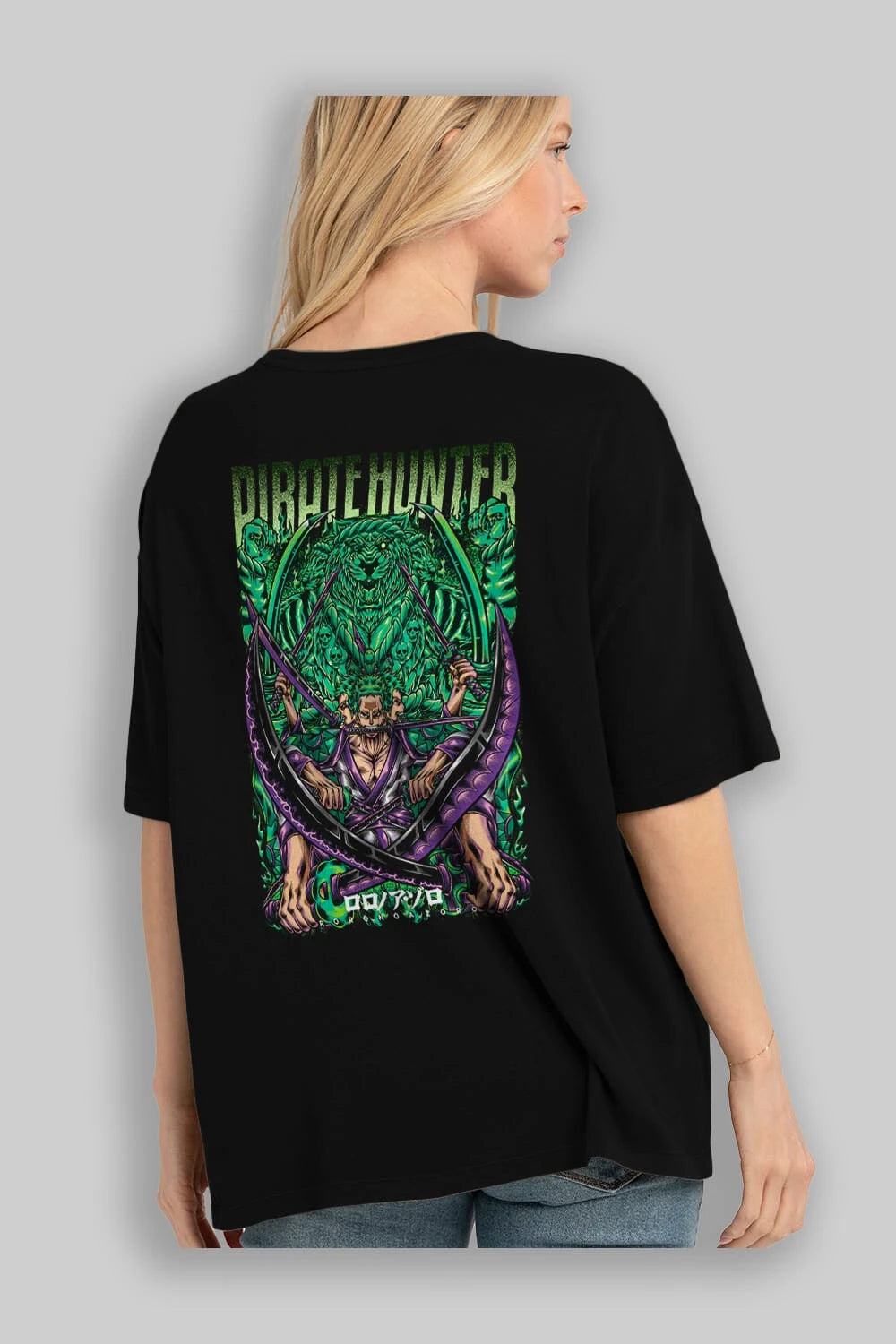 RORONOA ZORO 3 Anime Arka Baskılı Oversize t-shirt Erkek Kadın Unisex