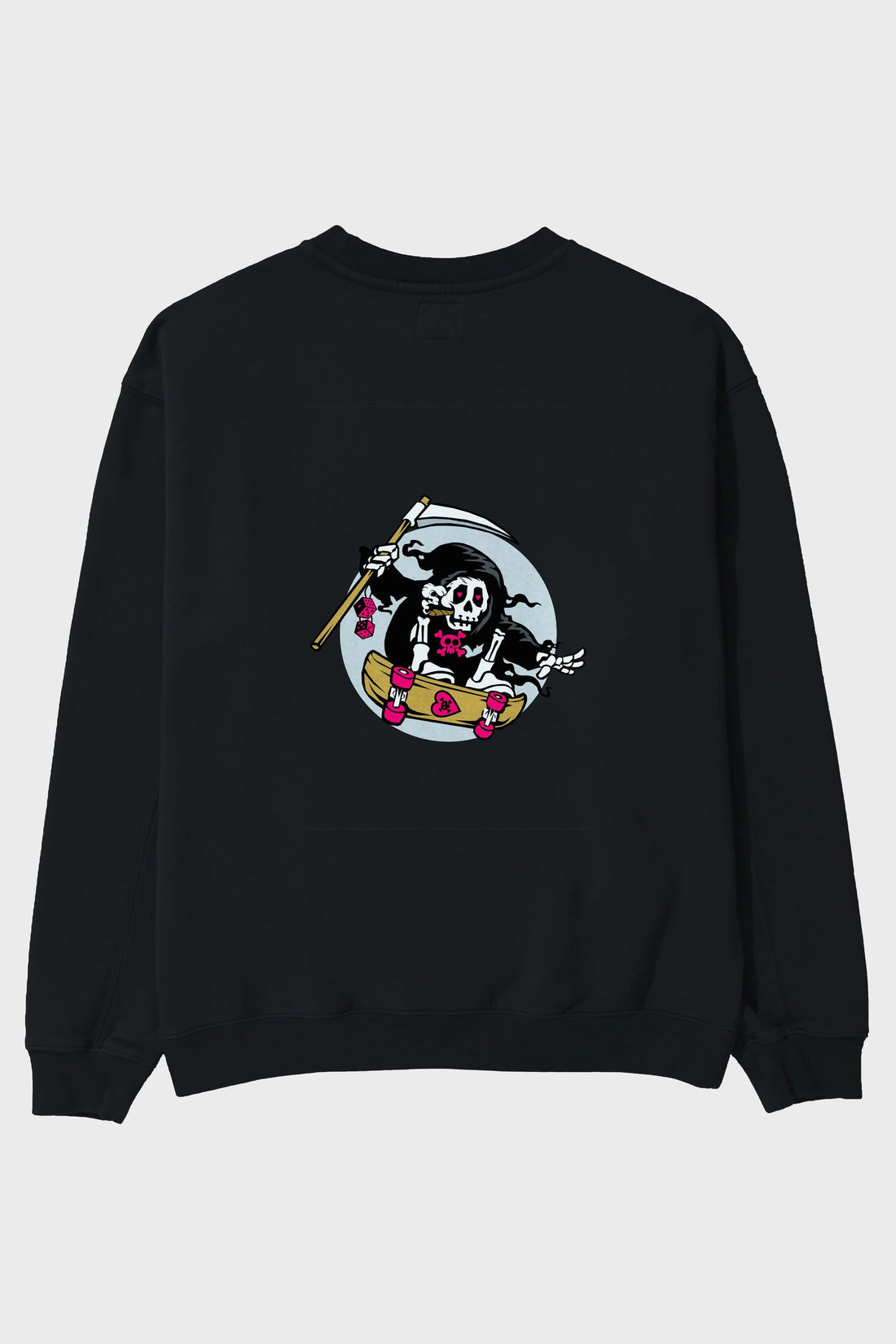Grim Skater Arka Baskılı Oversize Sweatshirt Erkek Kadın Unisex