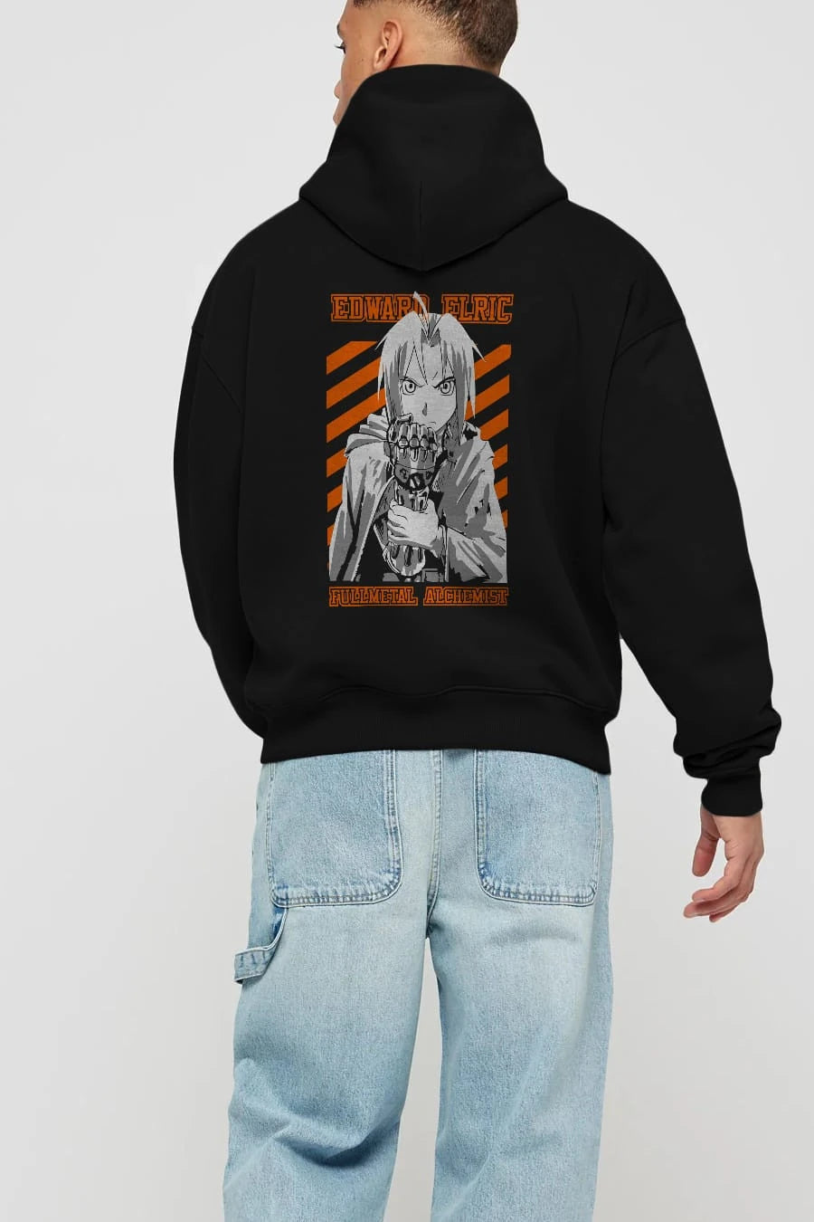 EDWARD ELRIC Anime Arka Baskılı Hoodie Oversize Kapüşonlu Sweatshirt Erkek Kadın Unisex