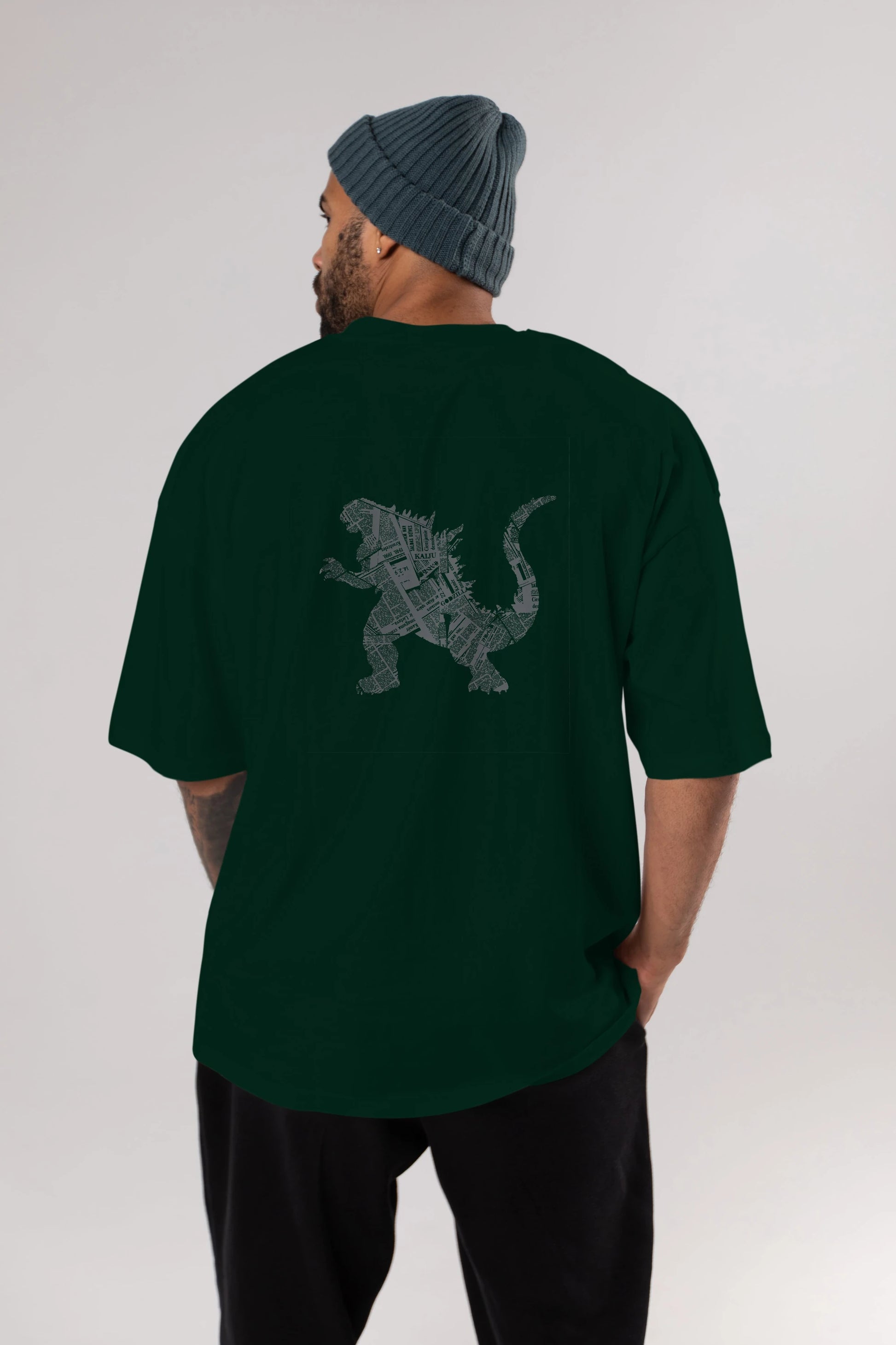Kaiju Arka Baskılı Oversize t-shirt %100 pamuk Erkek Kadın Unisex