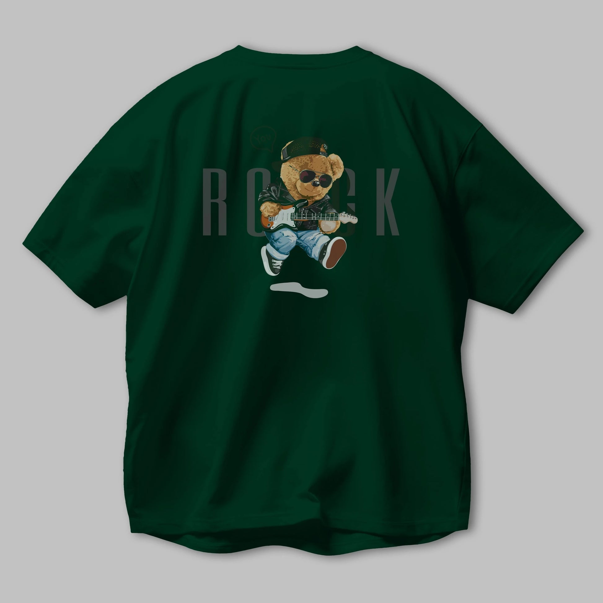Teddy Bear Rock Arka Baskılı Oversize t-shirt Erkek Kadın Unisex %100 Pamuk