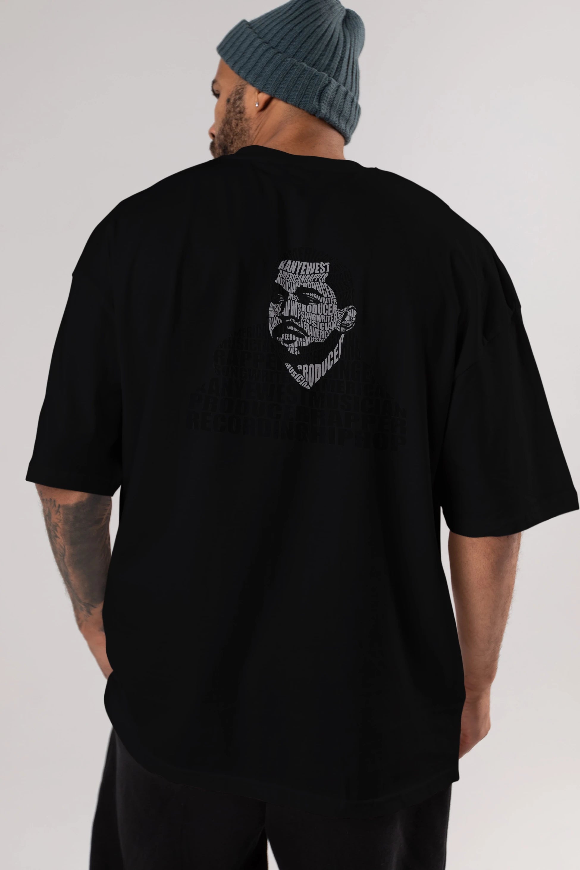 Kanye West Calligram Arka Baskılı Oversize t-shirt %100 pamuk Erkek Kadın Unisex
