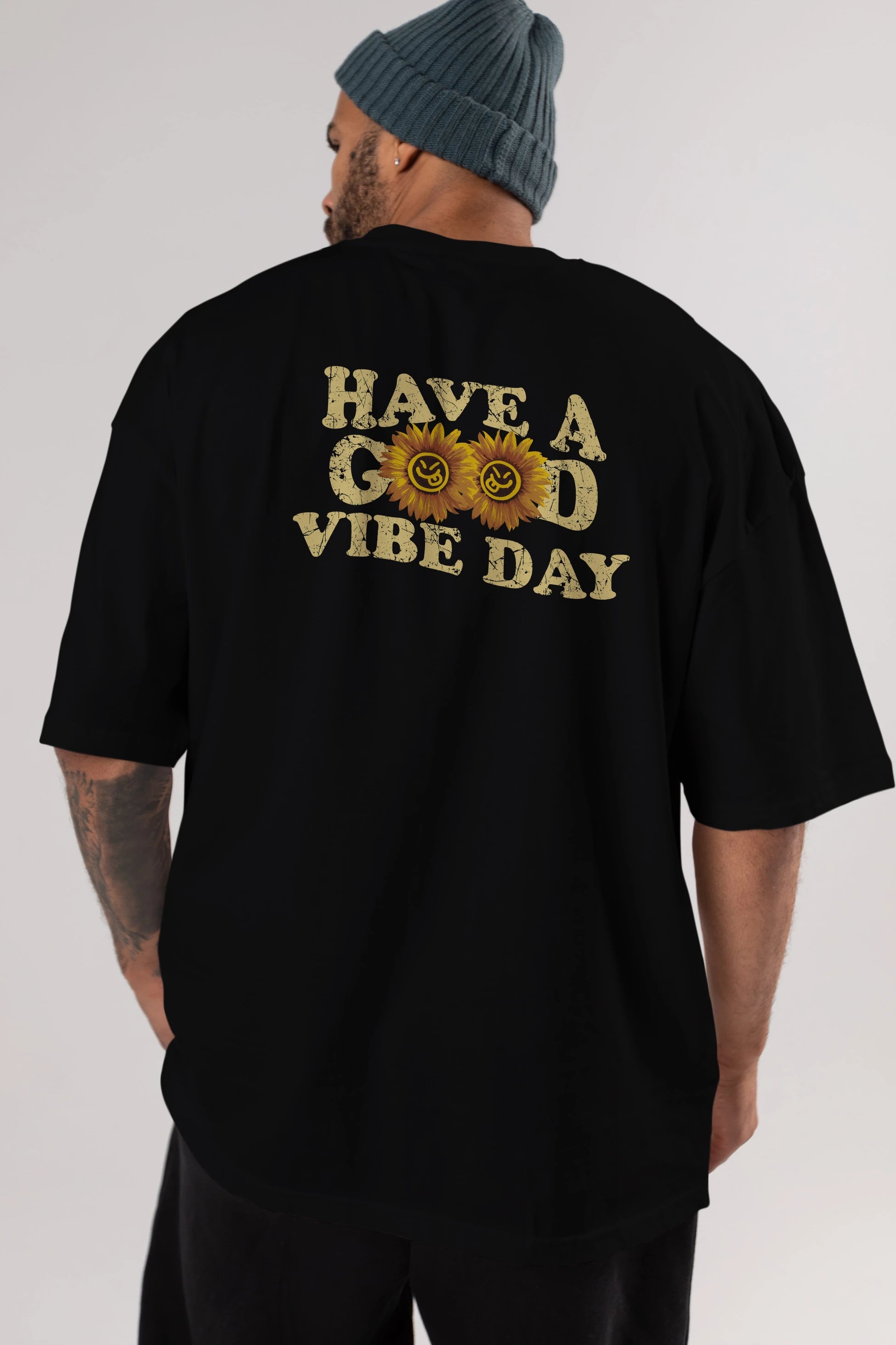 Have a Good Vibe Day Arka Baskılı Oversize t-shirt Erkek Kadın Unisex